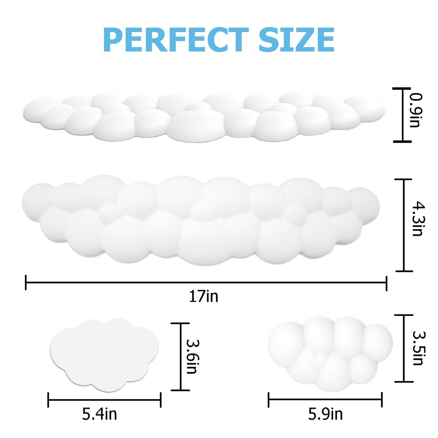 Cloud Wrist Rest Keyboard, Ergonomic Keyboard Wrist Rest Pad Set, White