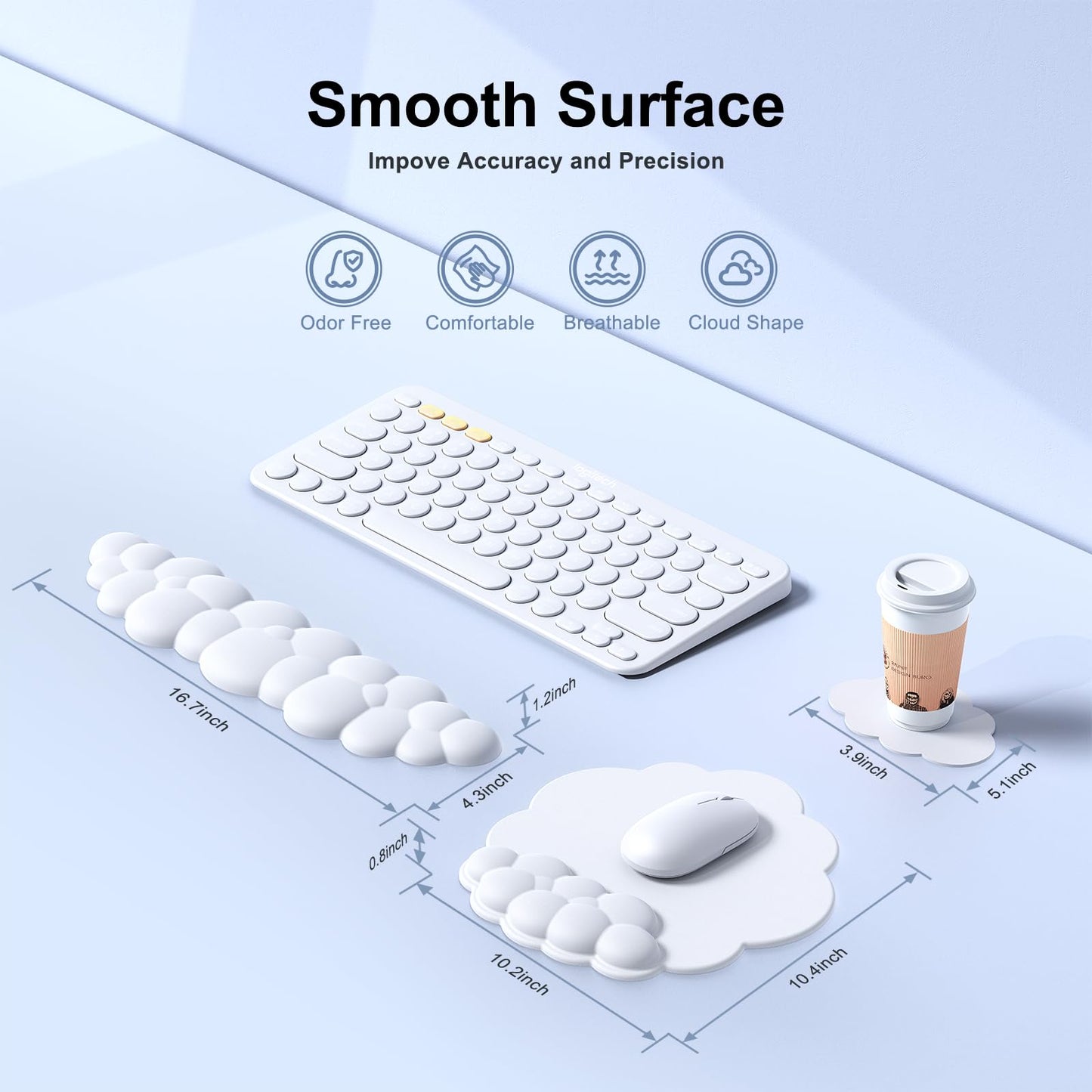 MOKURU Cloud Mouse Pad with Wrist Rest, Cloud Keyboard Wrist Rest, Mouse Pad Wrist Support