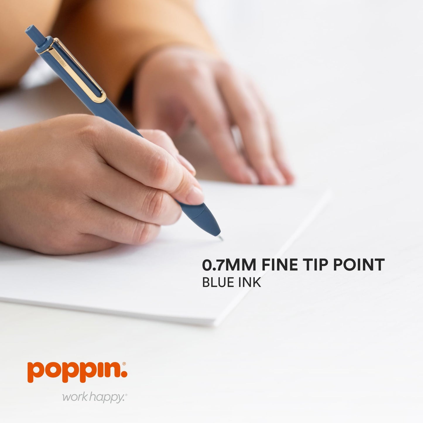 Poppin Stylish Retractable Gel Pens - Fine Point, 0.7mm Tip Pens for Journaling, 12 Pack of