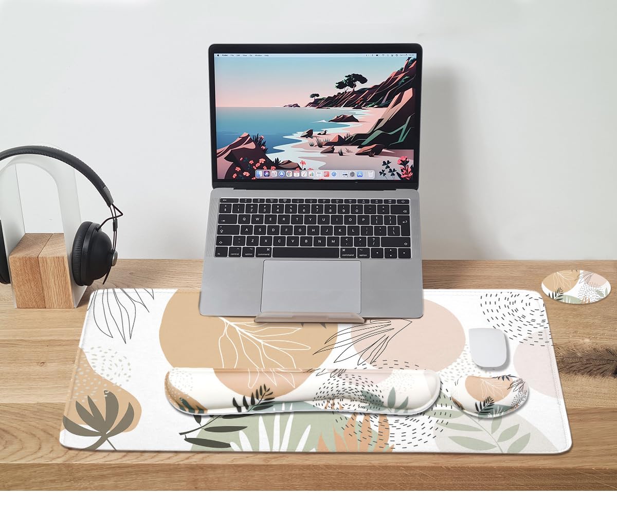 Large Mouse Pad Set,Extended Gaming Mouse Pad + Keyboard Wrist Rest Support - Minimalist