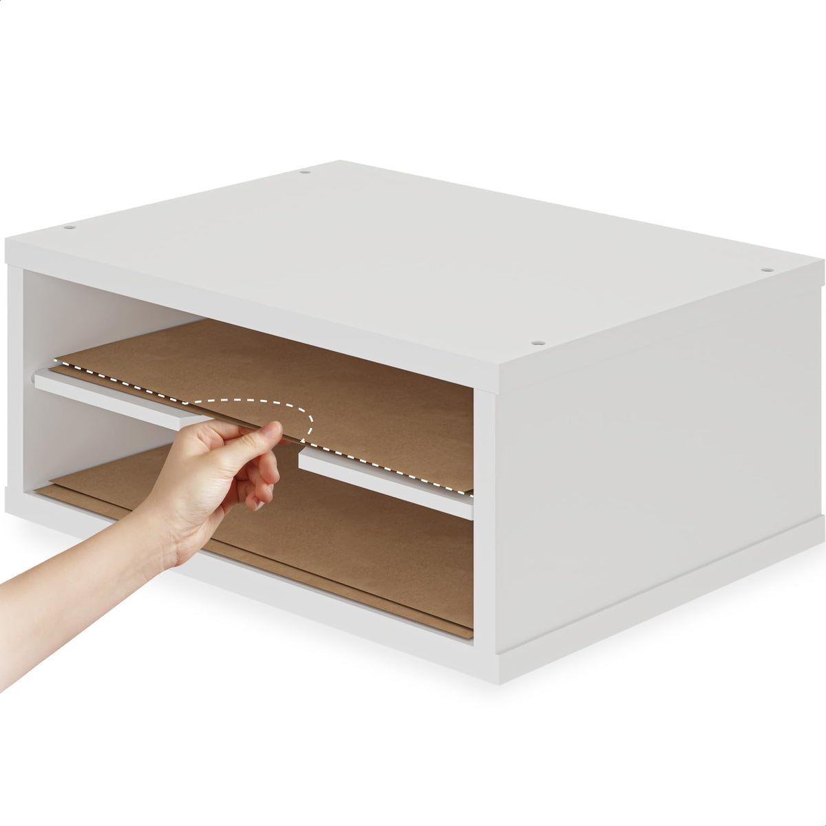 Ballucci File Organizer, 2-Tier Document Paper Sorter, Stackable Wood Desk Organizer Mail Holder