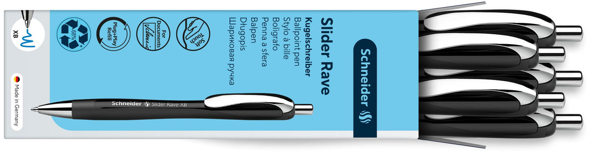 Schneider Slider Rave XB 132511 Ballpoint Pen (Limited Special Edition in Black, Made in Germany)