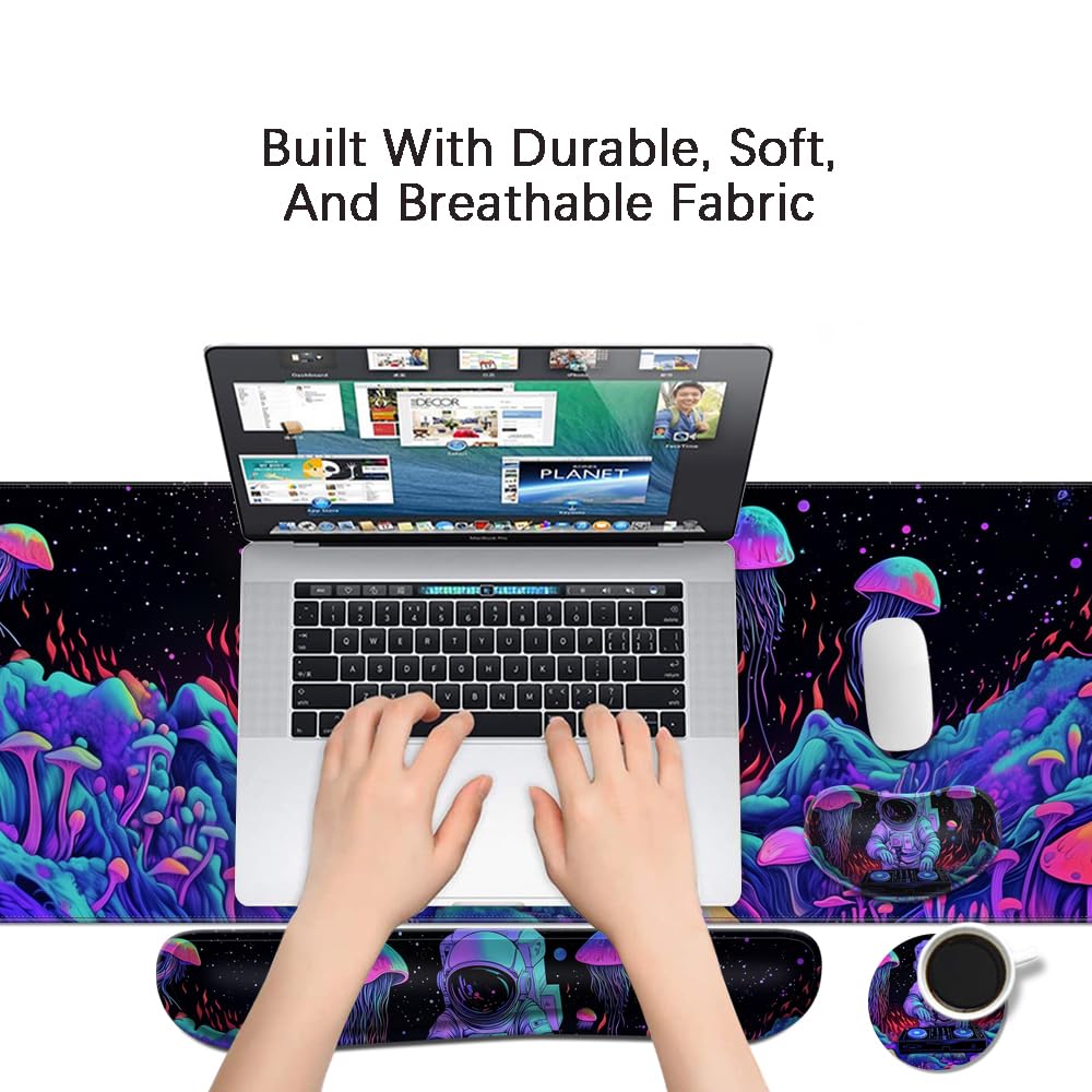 Desk Mat, Large Gaming Mouse Pad with Wrist Rest, 4 in1 XXL Mouse pad+Keyboard Wrist Rest+Mouse Pad
