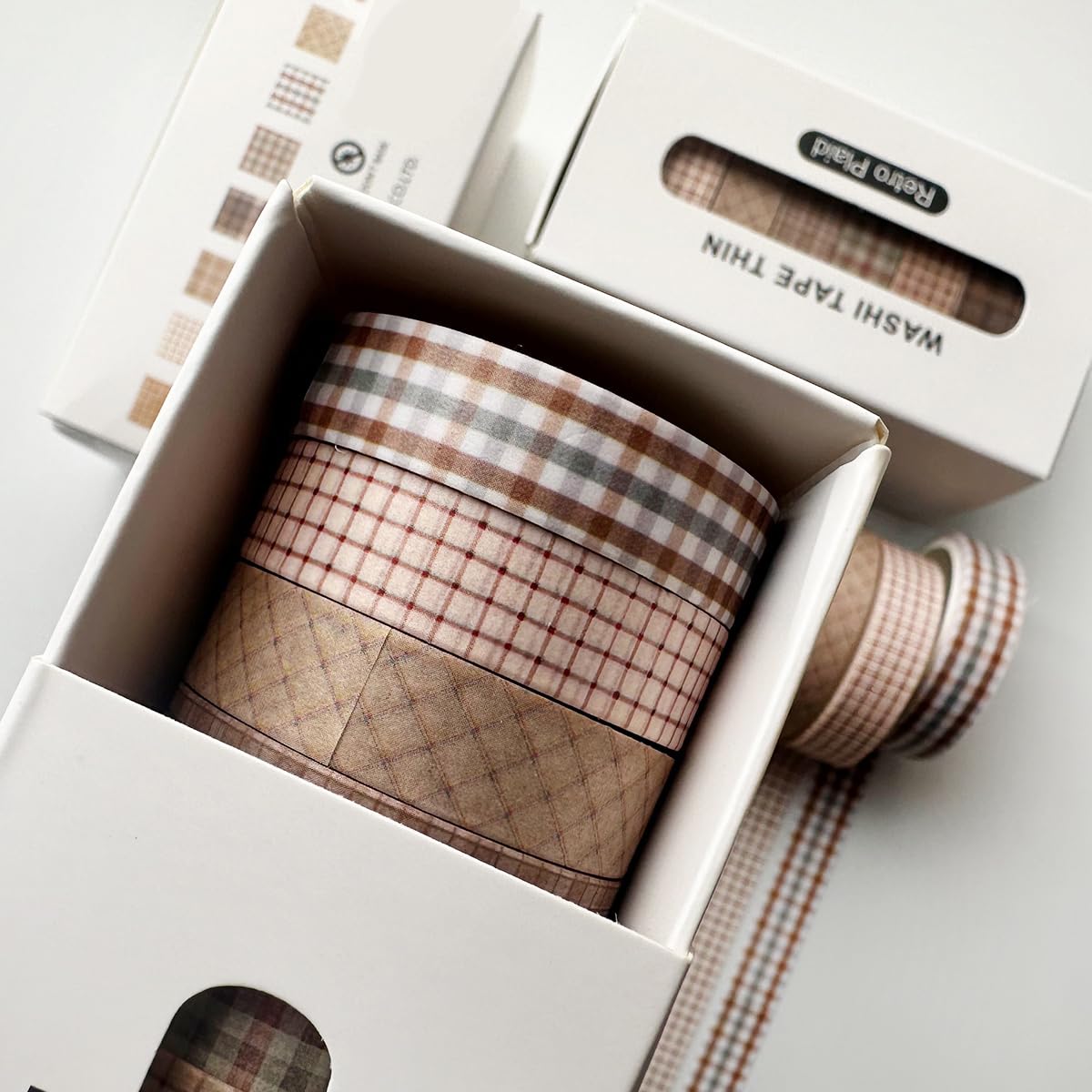 YUBX Vintage Washi Tape Set 8 Rolls Thin Retro Decorative Antique Patterns Masking Tapes for Arts