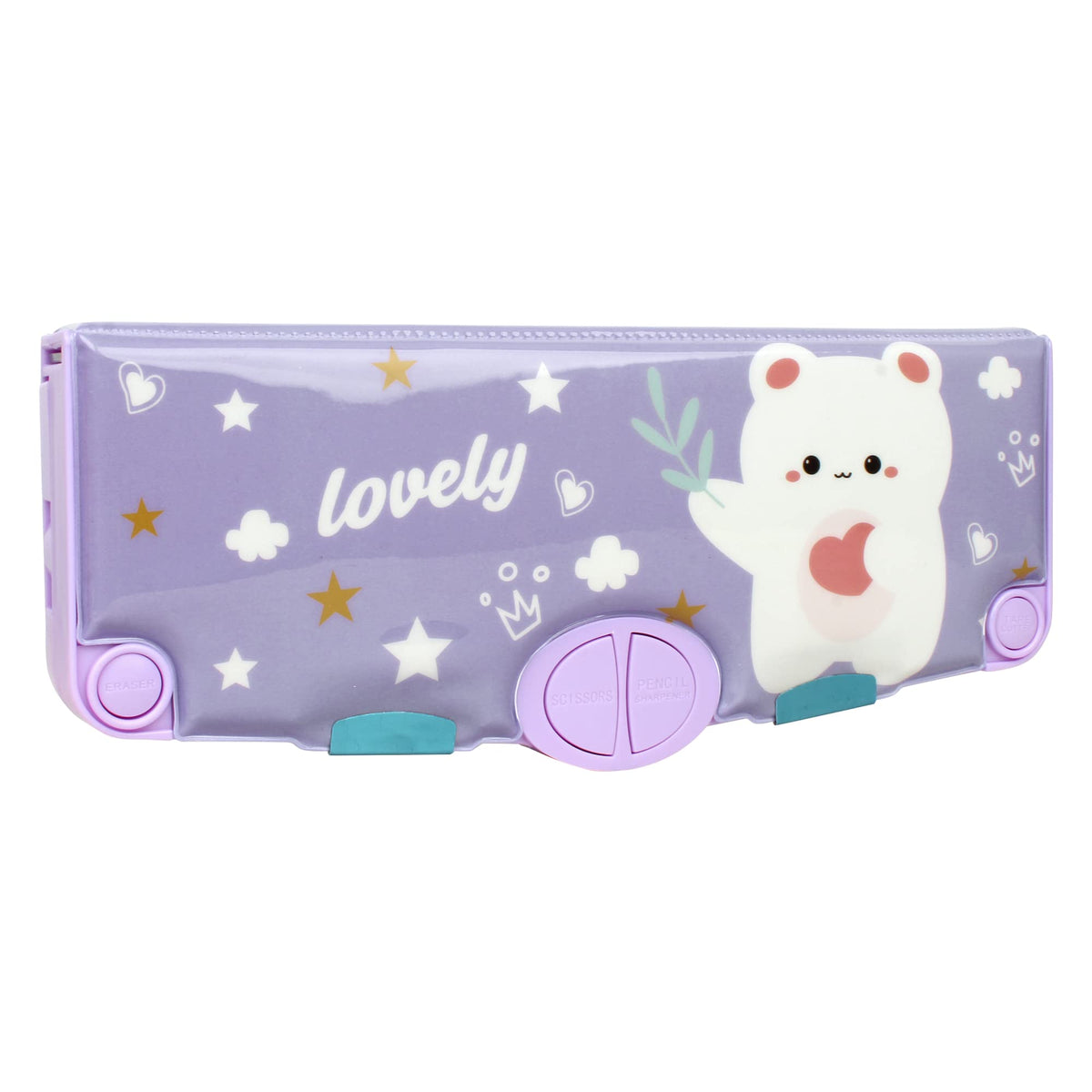 Minache Multifunction Pencil Case Pencil Box with 2 Compartments Cartoon Pattern Stationery Set
