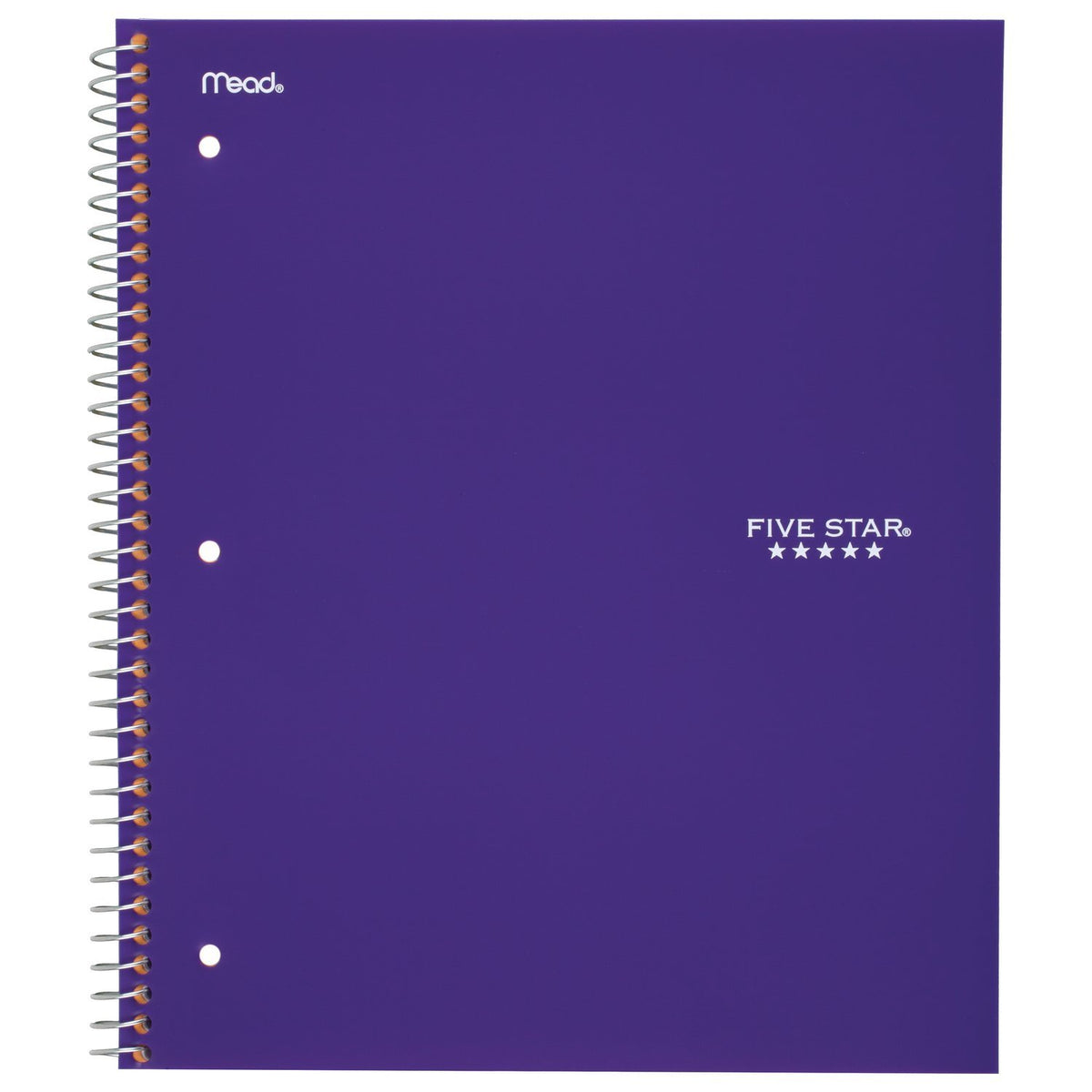 Five Star Spiral Notebooks, 1 Subject, Wide Ruled Paper, 100 Sheets, 10-1/2" x 8", Green, Purple, 2