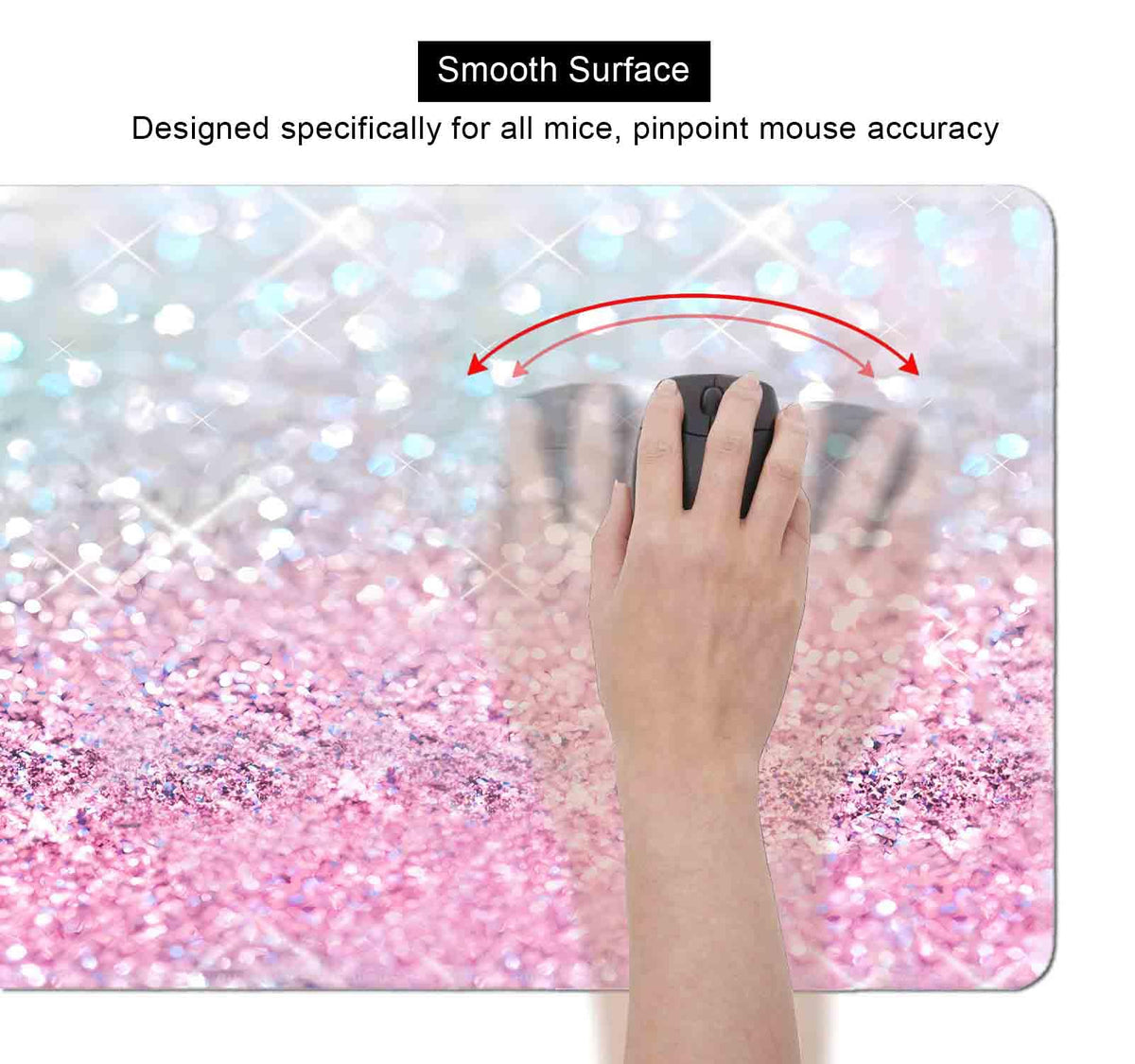 SXCKANG Gradient Glitter Large Mouse Pad, Pink Blue Sparkle Desk Pad, Pastel Cute Writing Desk Mat