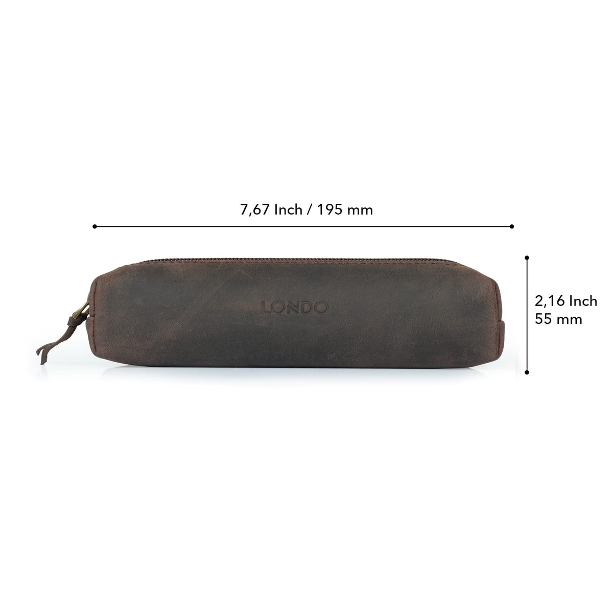 Londo Genuine Leather Zipper Pen, Pencil & Cosmetic Case
