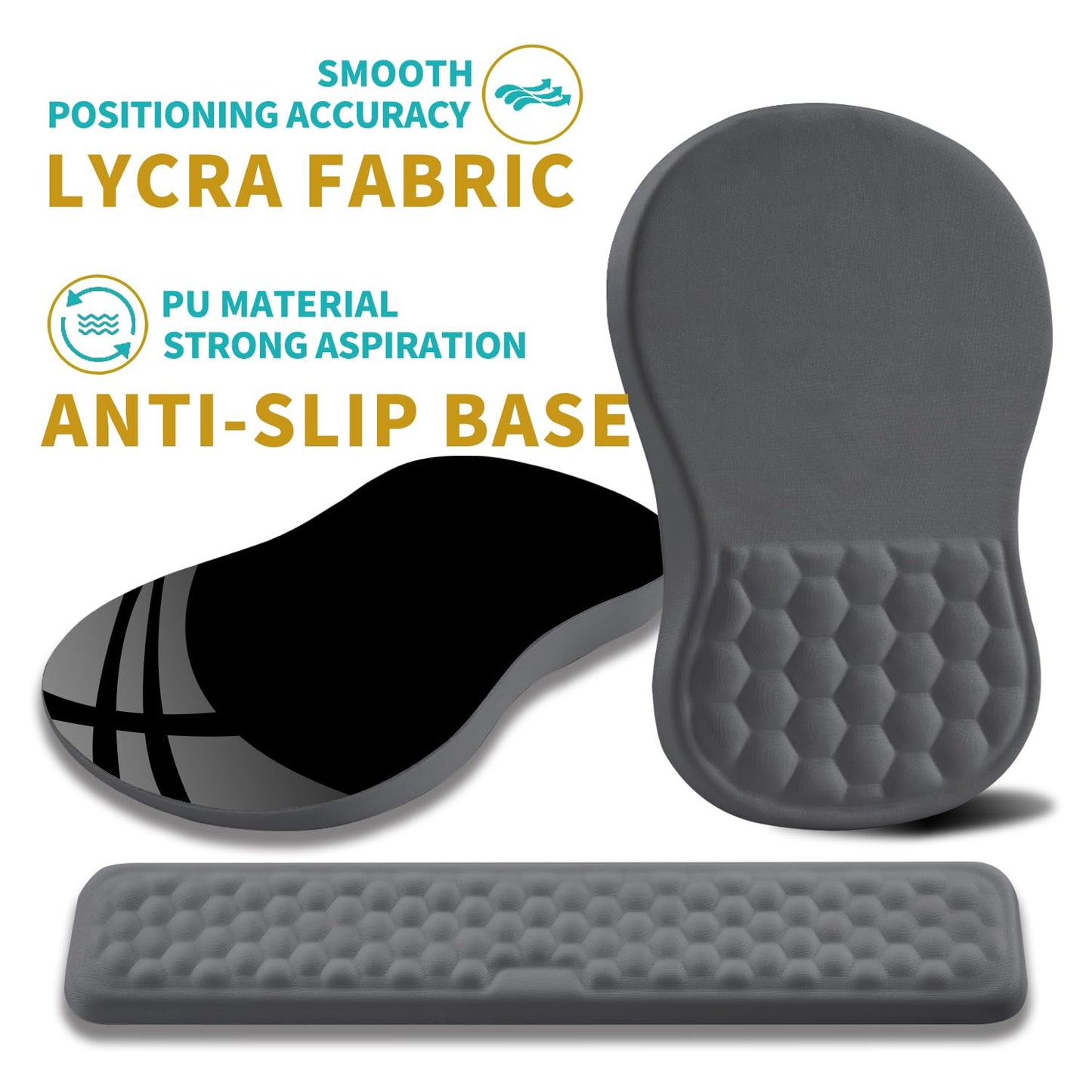Hokafenle 2 in 1 Ergonomic Mouse Pad Wrist Support & Wrist Rest for Computer Keyboard Set, with