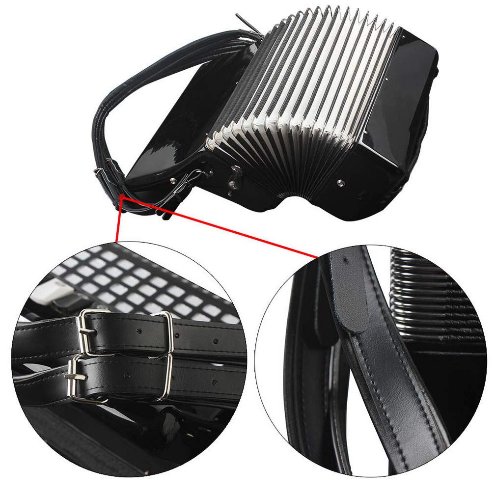 BIBISTORE Soft Leather Adjustable Accordion Shoulder Harness Straps Instrument Accessories (Black)