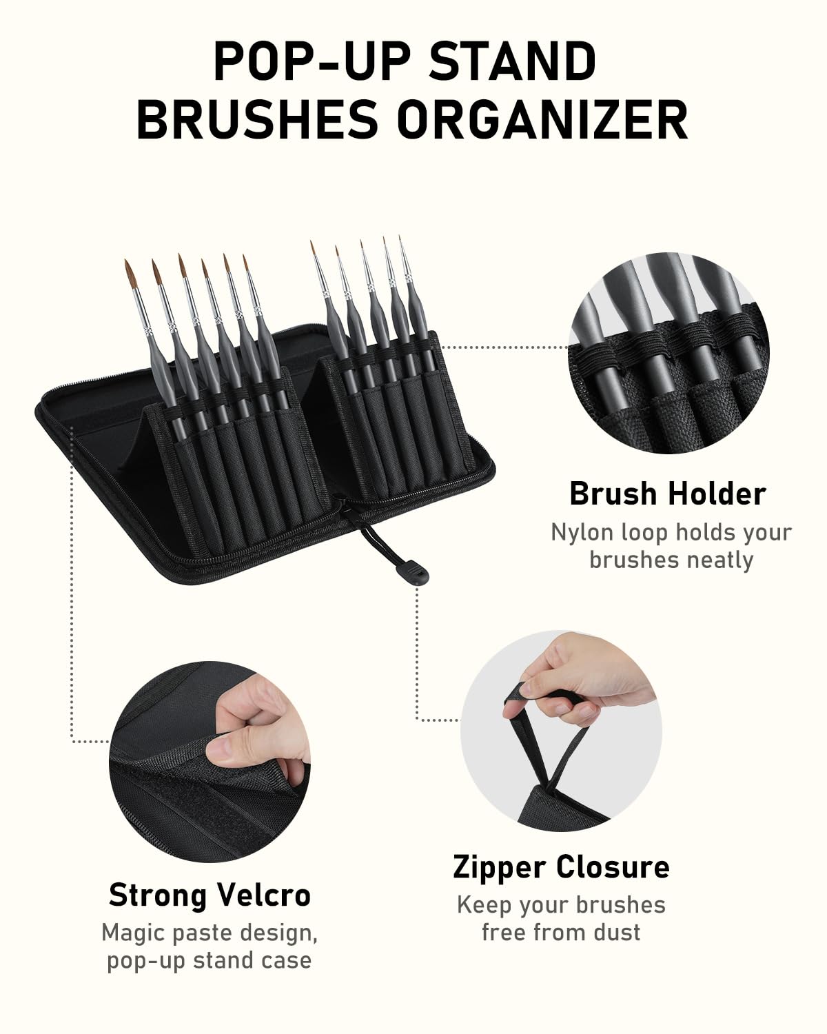 Nicpro Kolinsky Sable Miniature Paint Brushes, 11PCS Fine Detail Brush Set