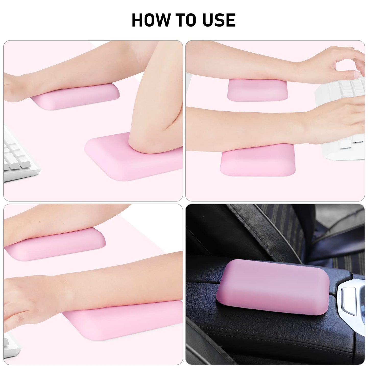Leolee Elbow Rest Pads for Desk, Pink Ergonomic Wrist Rest Arm Rest Pads