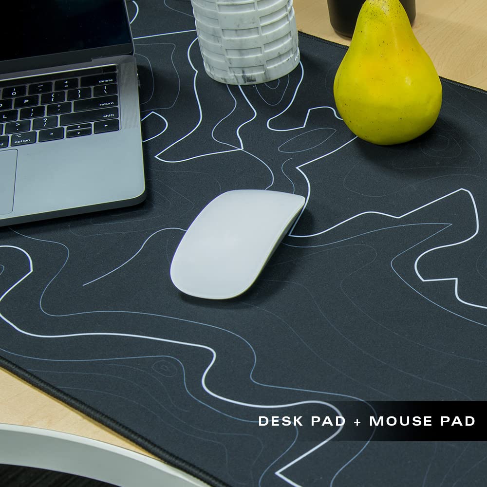 Con-Tact Brand XL Extended Mouse Pad - L-Shaped Desk Mat with Stitched Edges - Non-Slip