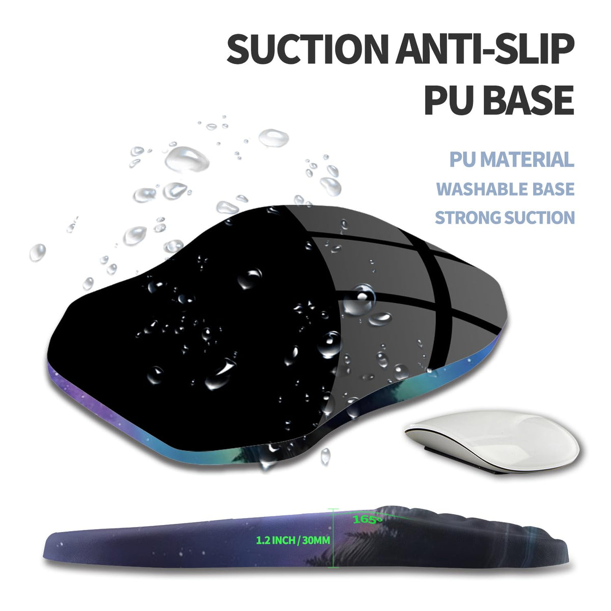 Gleamtide Ergonomic Raised Mouse Pad Wrist Support with Bilateral Slope Memory Foam Mousepad for