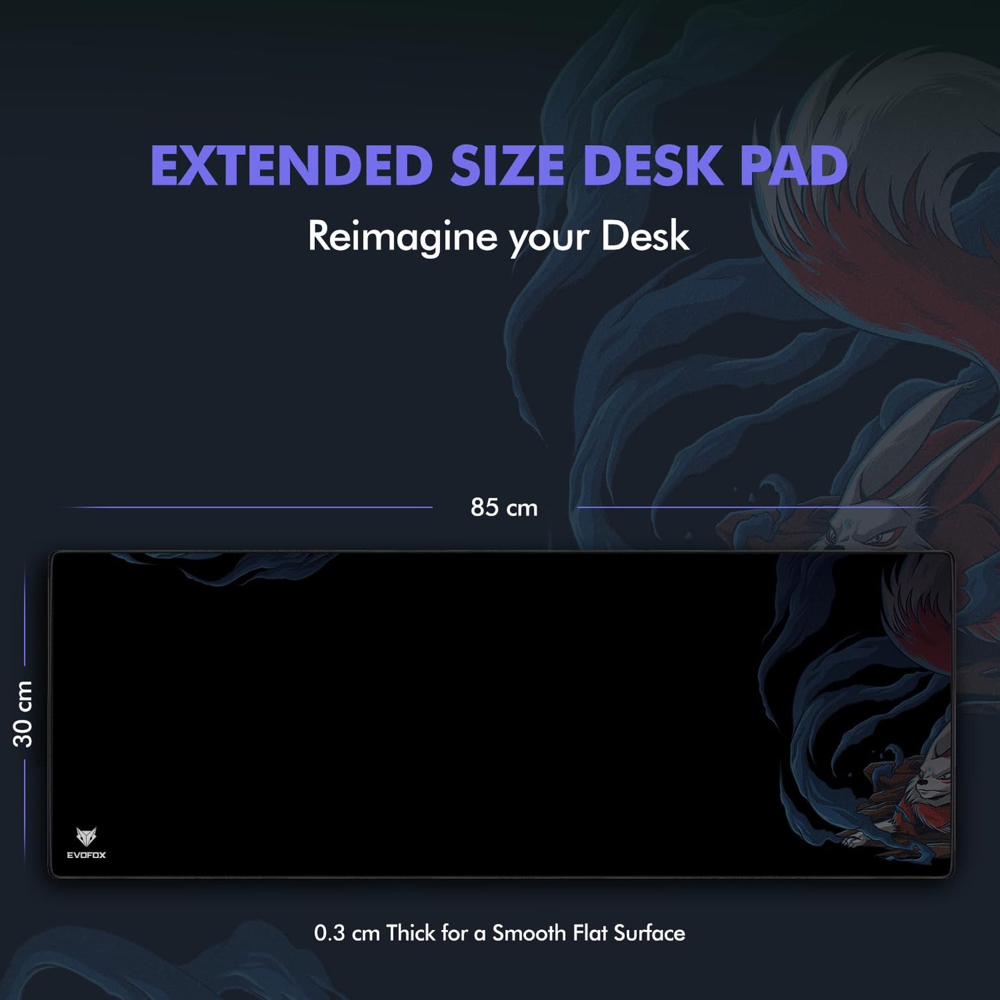 Amkette EvoFox Falcon X85 Multifunctional Gaming Mouse Pad/Desk Pad with Micro Textured Surface