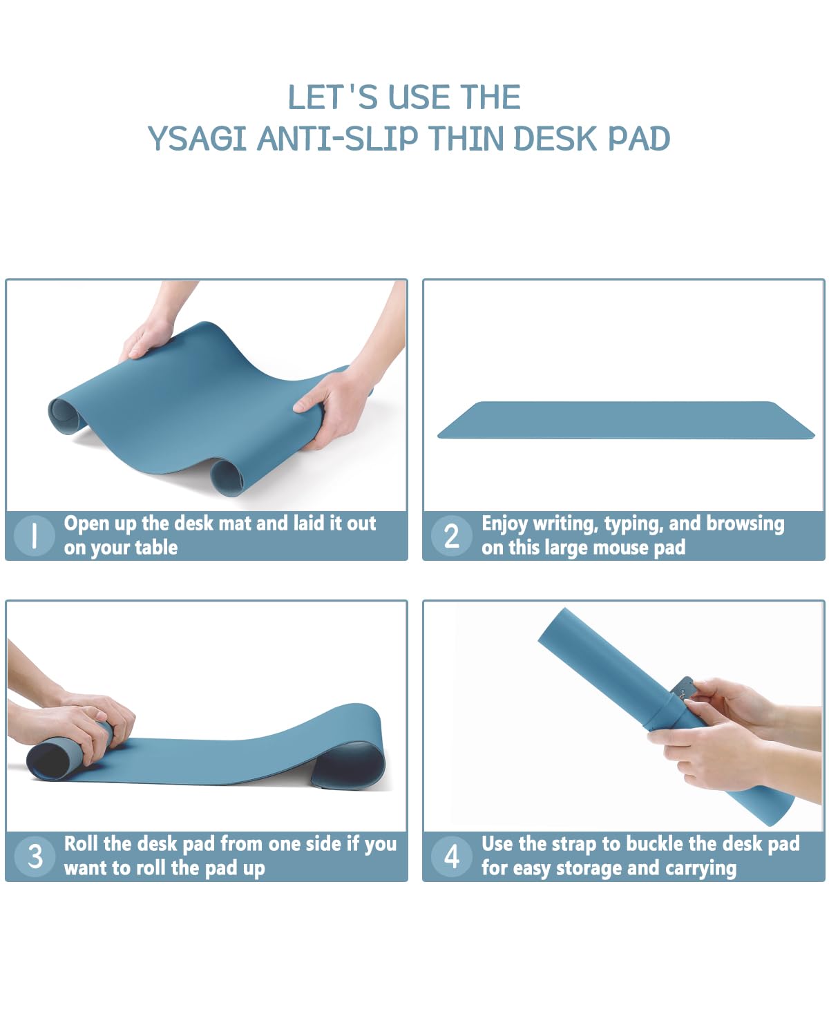 YSAGi Non-Slip Leather Desk Pad L Size, Waterproof Laptop Computer Desk Keyboard Mat, Table