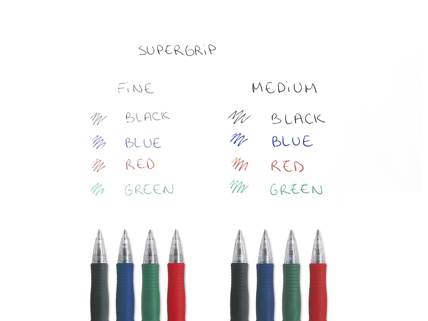 Pilot Super Grip Ballpoint Pens, Set of 6 in M (Blue, Black, Red)