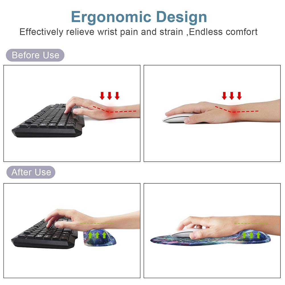 iVeze Keyboard Wrist Rest Pad and Mouse pad with Wrist Rest Support Set, Non Slip Rubber Base Wrist