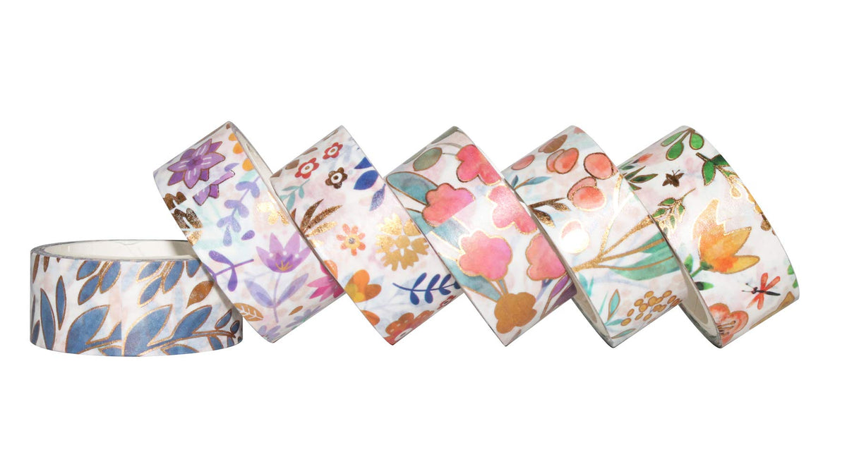 YUBBAEX Floral Gold Washi Tape Set VSCO Foil Masking Tape Decorative for Arts, DIY Crafts, Journal