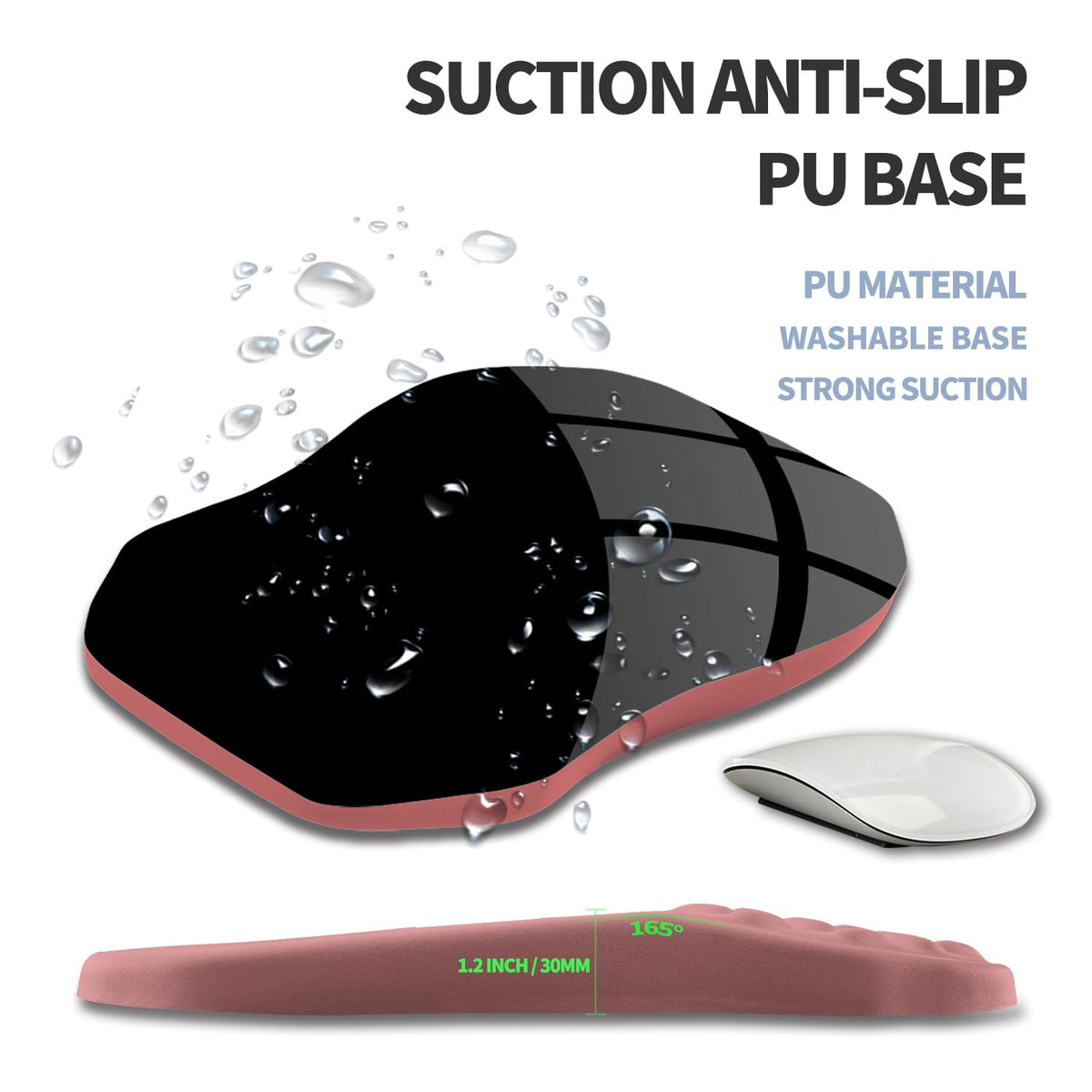 Gleamtide Ergonomic Raised Mouse Pad Wrist Support with Bilateral Slope Memory Foam Mousepad for