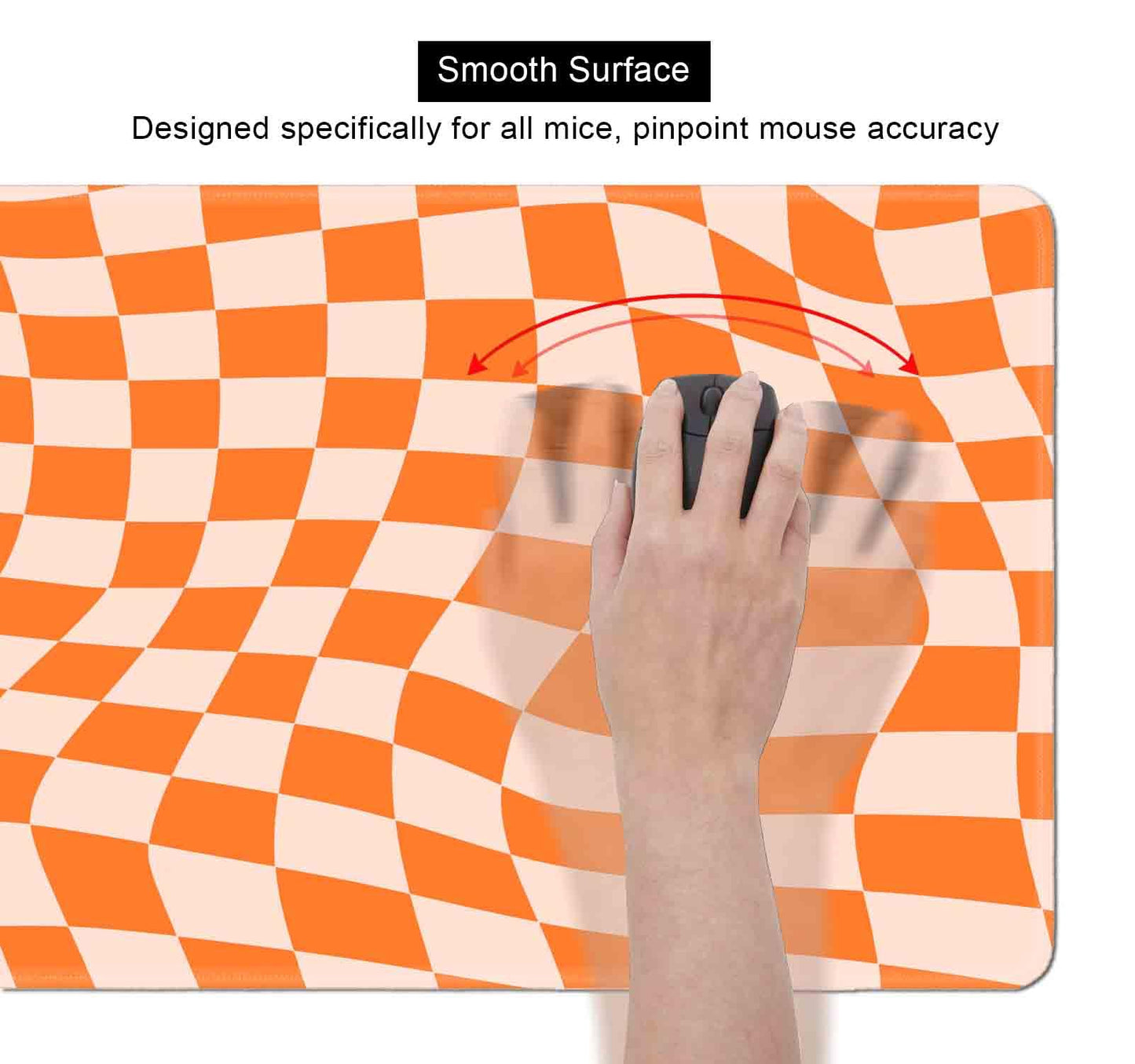 SXCKANG Orange Checkered Desk Pad, Boho Pattern Extra Large Mouse Pad, Desk Protector Pad, Writing
