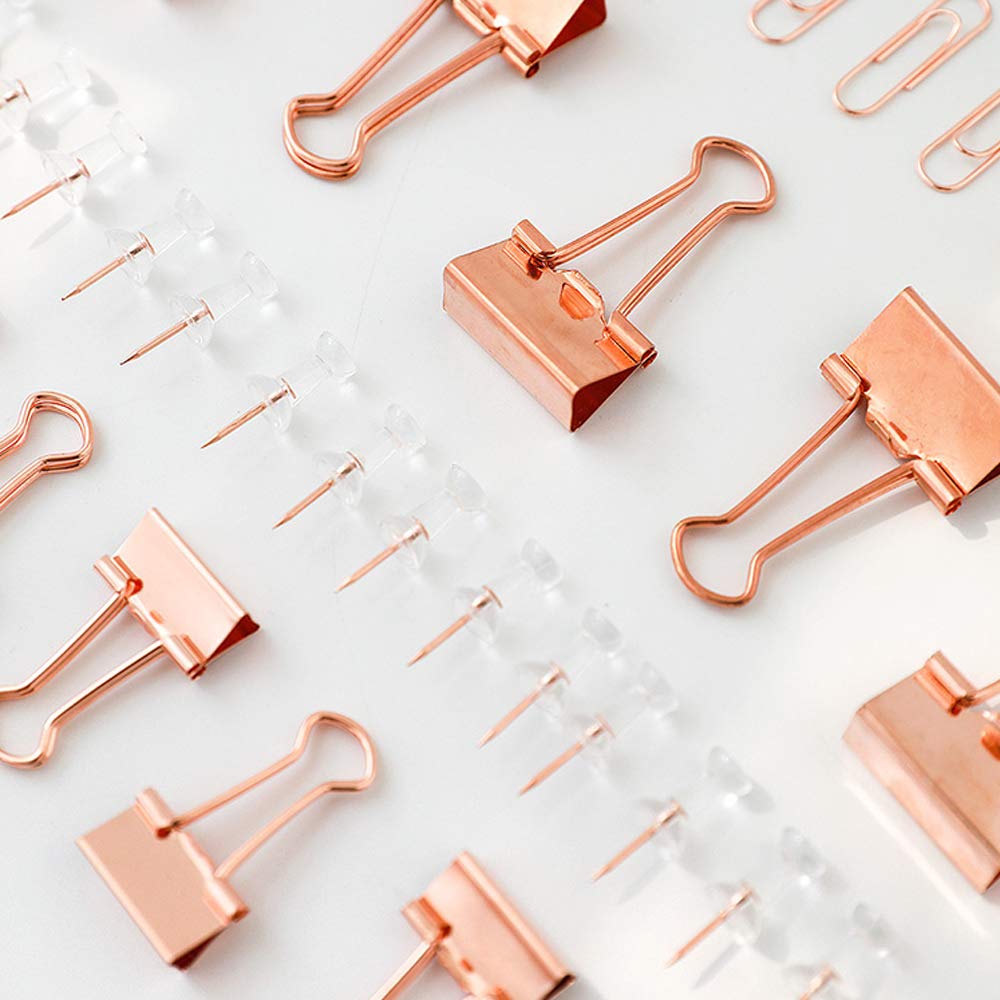 Creechwa Paper Clips Binder Push Pin Set, Assorted Sized Binder Clips
