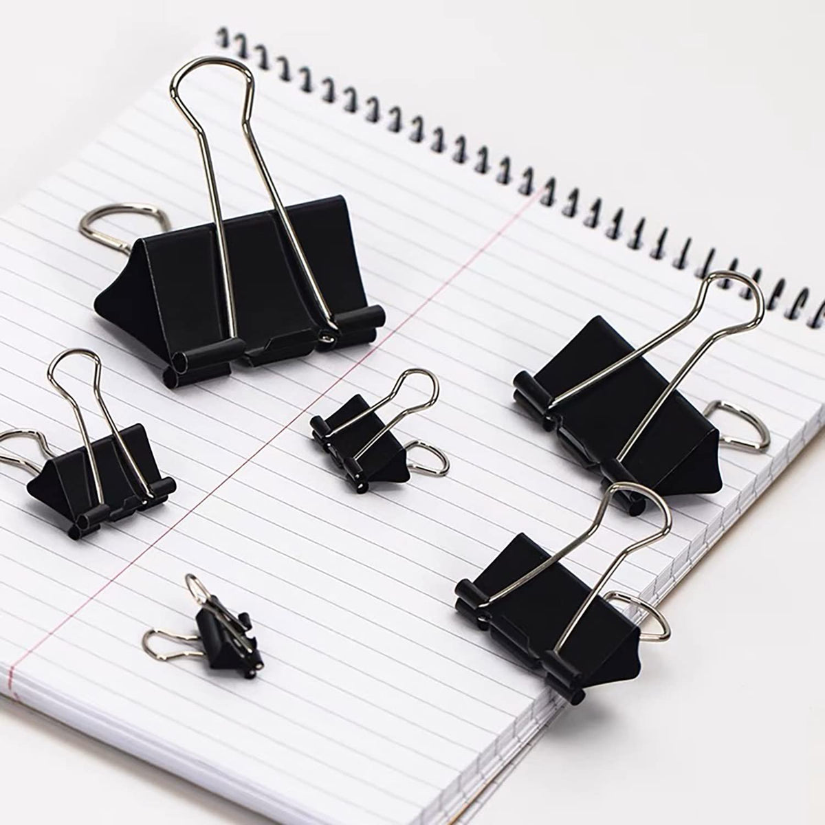 Binder Clips Assorted Sizes Paper Clamps, XLarge, Large, Medium, Small, Mini, 100Count Black Paper