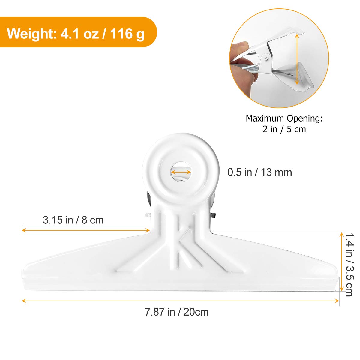 Extra Large Bulldog Clips White - Coideal 2 PCS 20cm Jumbo XL Bull Binder Paper Clip Clamps for