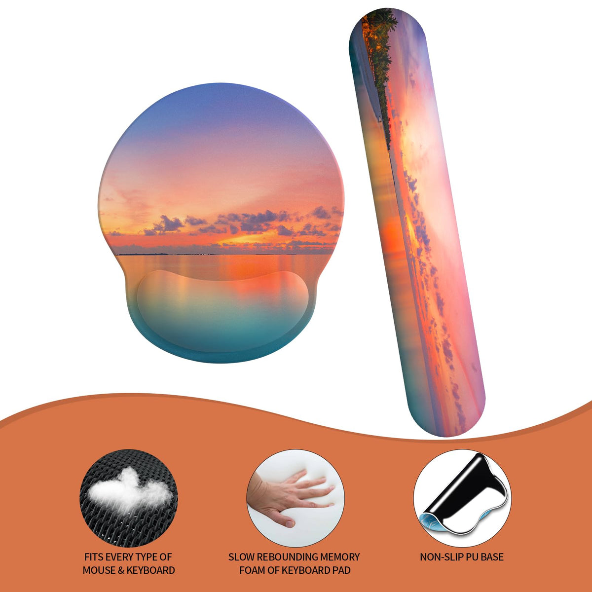 eulps Mouse Pad Wrist Support, Ergonomic Memory Foam Keyboard Wrist Pad & Gel Wrist Rest Set for