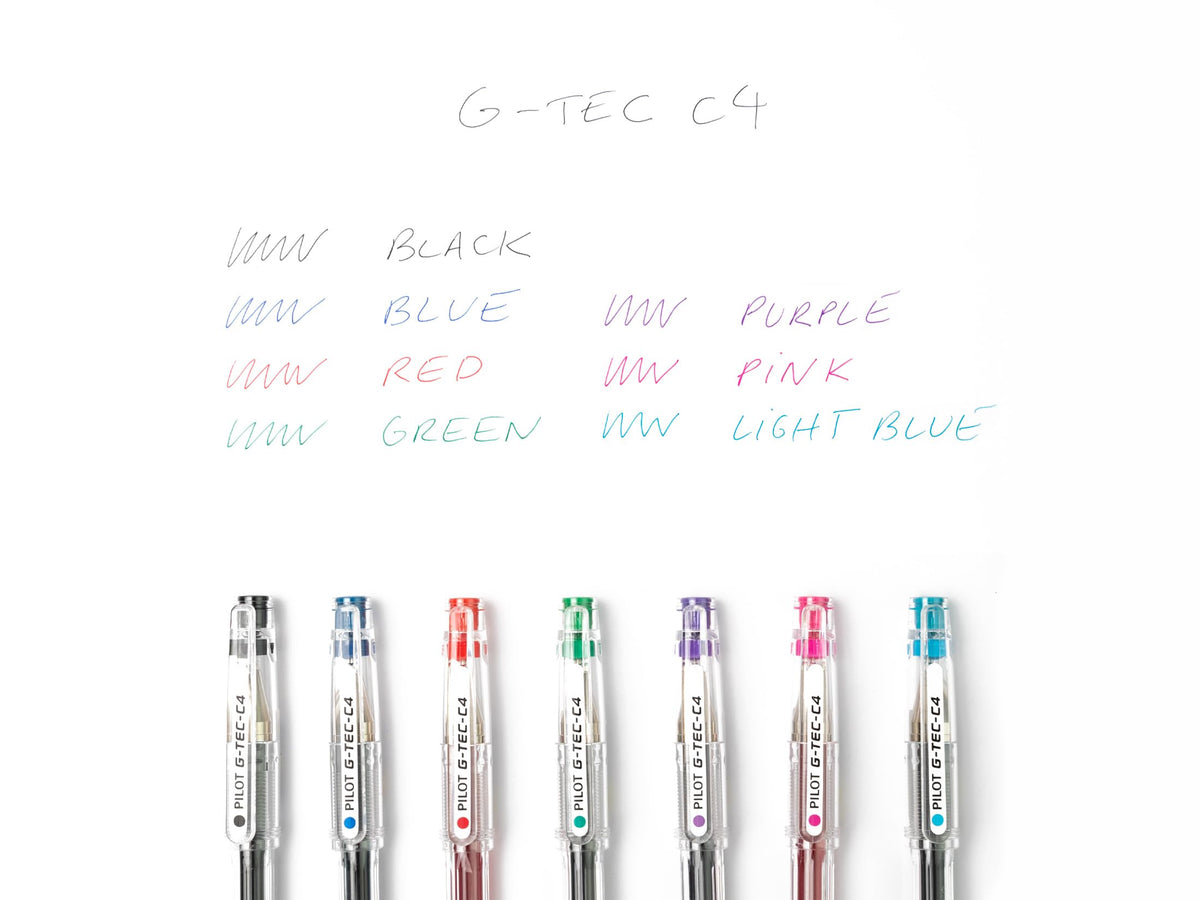 Pilot 0.4 mm C4 Gtec Gel Rollerball Tip - Black/Blue/Red/Green (Pack of 4)