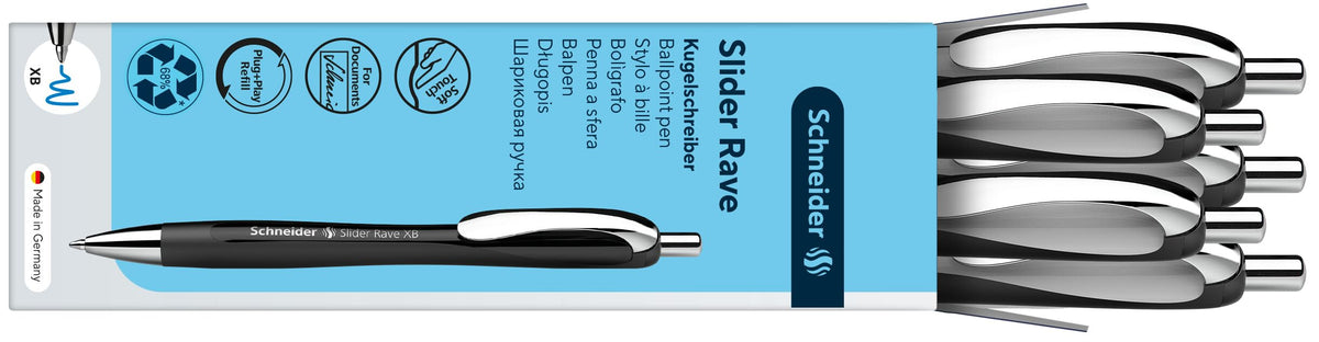 Schneider Slider Rave XB 132549 Ballpoint Pen (Limited Special Edition in White/Black, Made in
