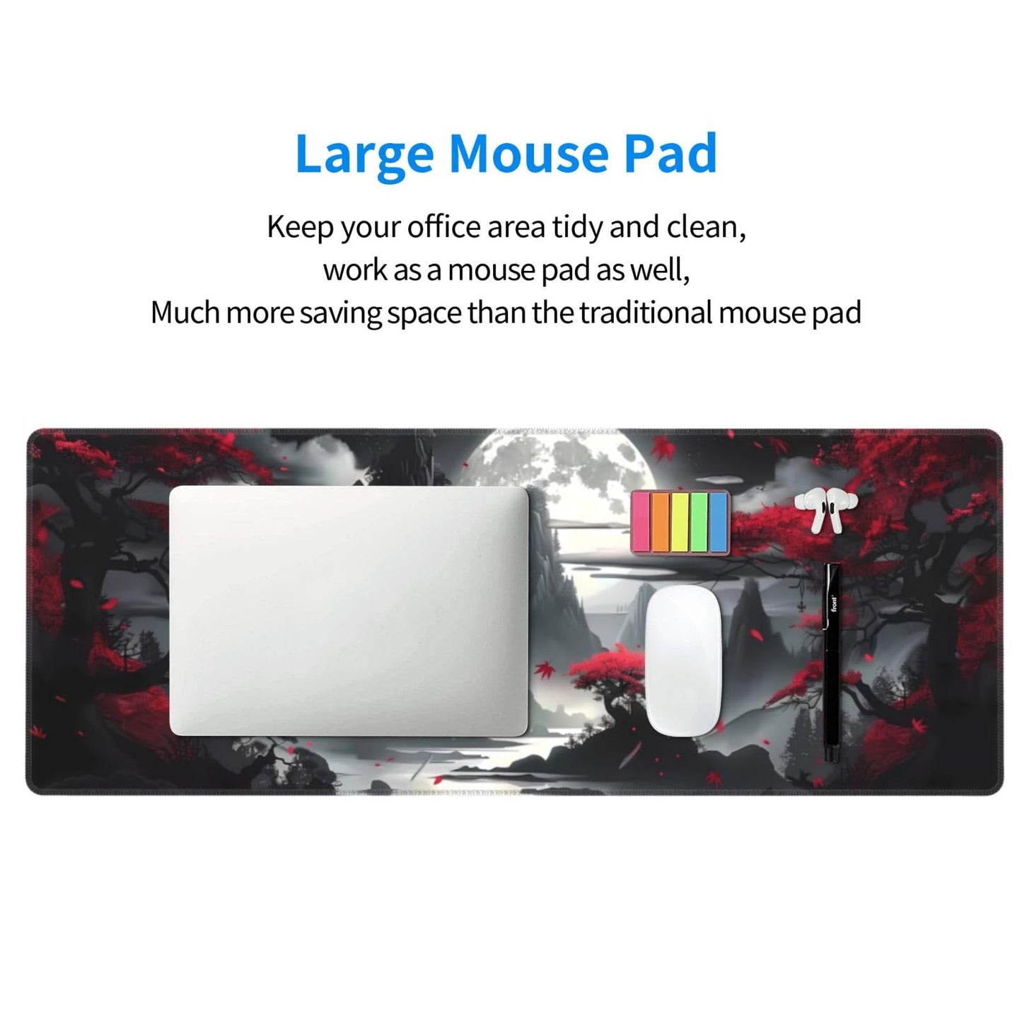 Gaming Mouse Pad Desk Pad,Extended Big Mouse Pad,31.5x11.8 Inch Long Computer Keyboard Mouse Mat