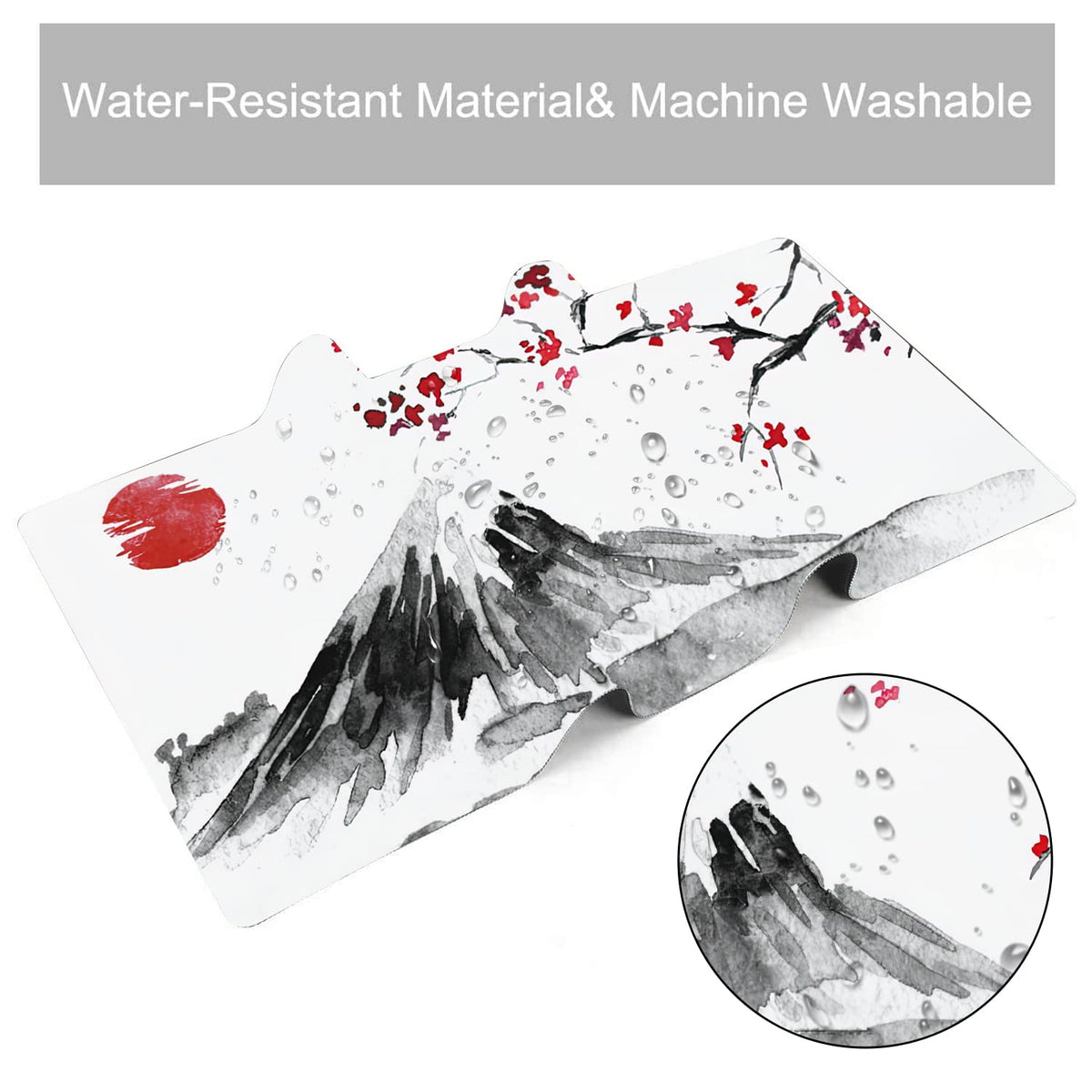 Japan Traditional Sumi-e Painting Extended Gaming Mouse Pad Large Desk Mat with Non-Slip Rubber