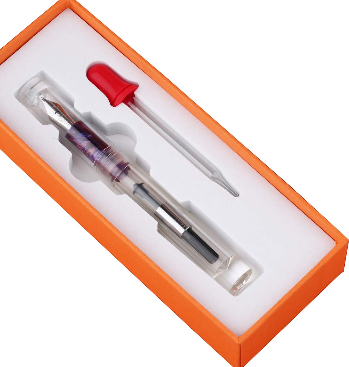 erofa C1 Transparent Acrylic Fountain Pen Medium Nib, Double Ink Filling System with Original Box