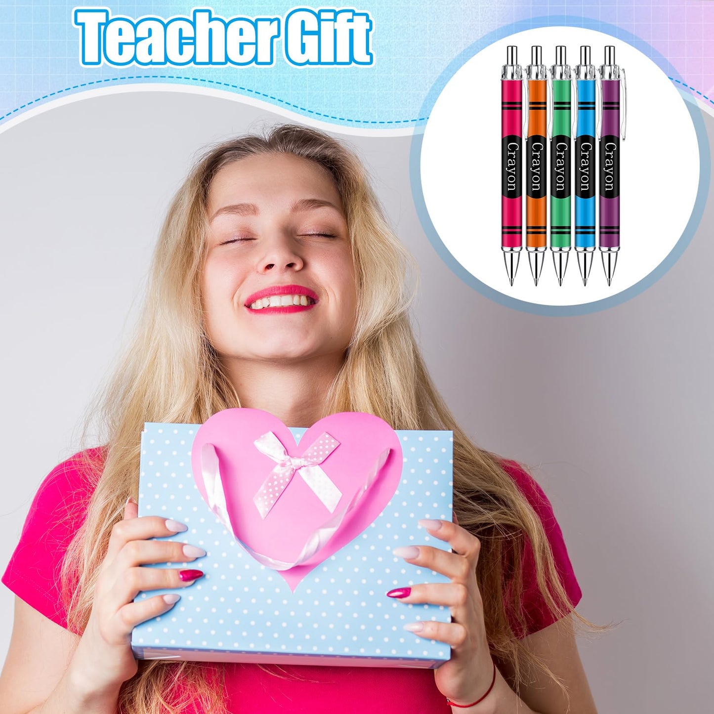 Motipuns 50 Pcs Teacher Pens Back to School Gifts Bulk Crayon Party Favors