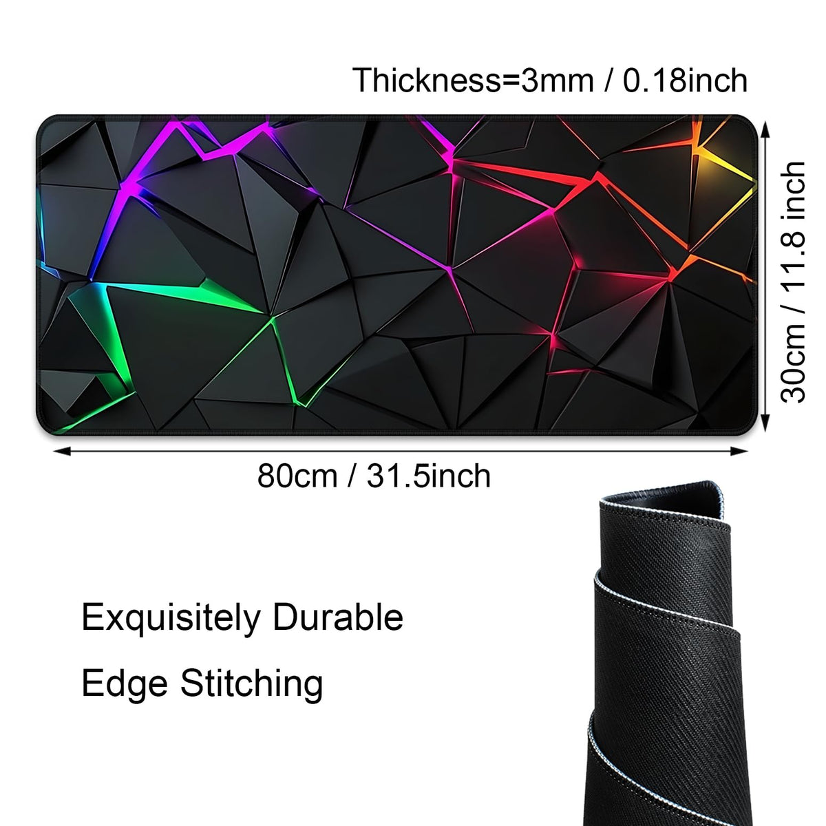 SparkLia Blacklight Geometric Gaming Mouse Pad – UV Reactive Large Extended Glow in the Dark