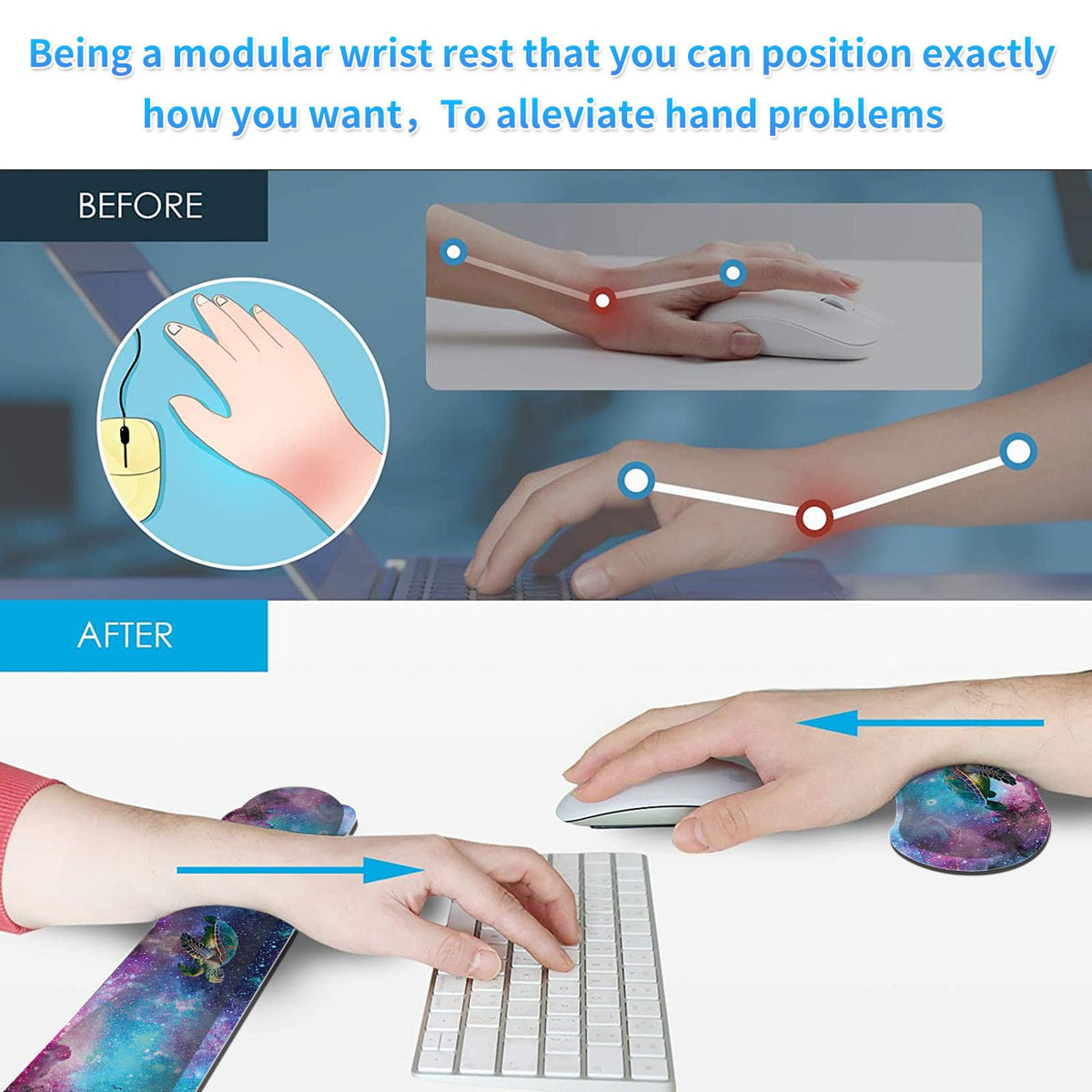 BEOTIWAD Keyboard and Mouse Wrist Rest Set,Turtle
