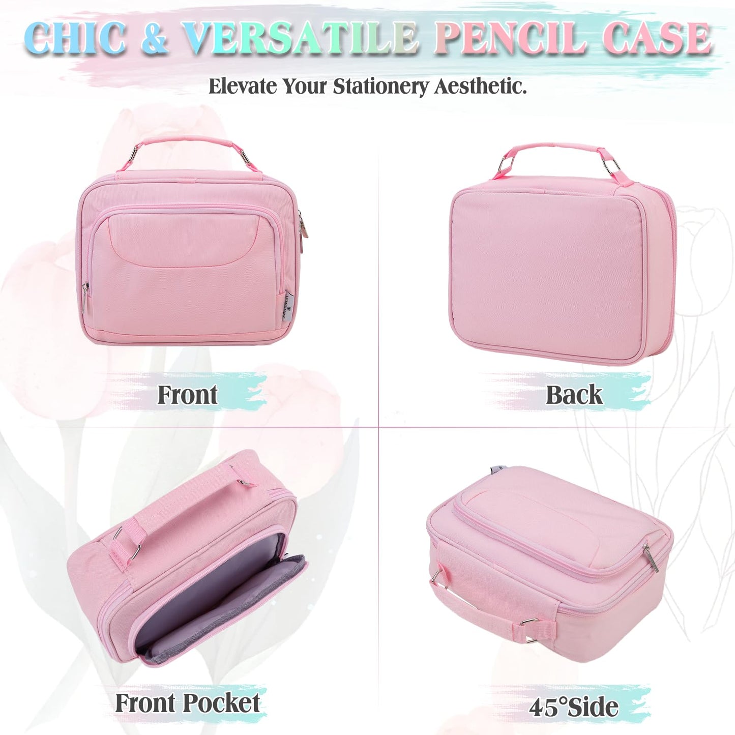 VX VONXURY Large Pencil Case, 54-Slot Colored Pen Pouch 2 Removable Sleeves