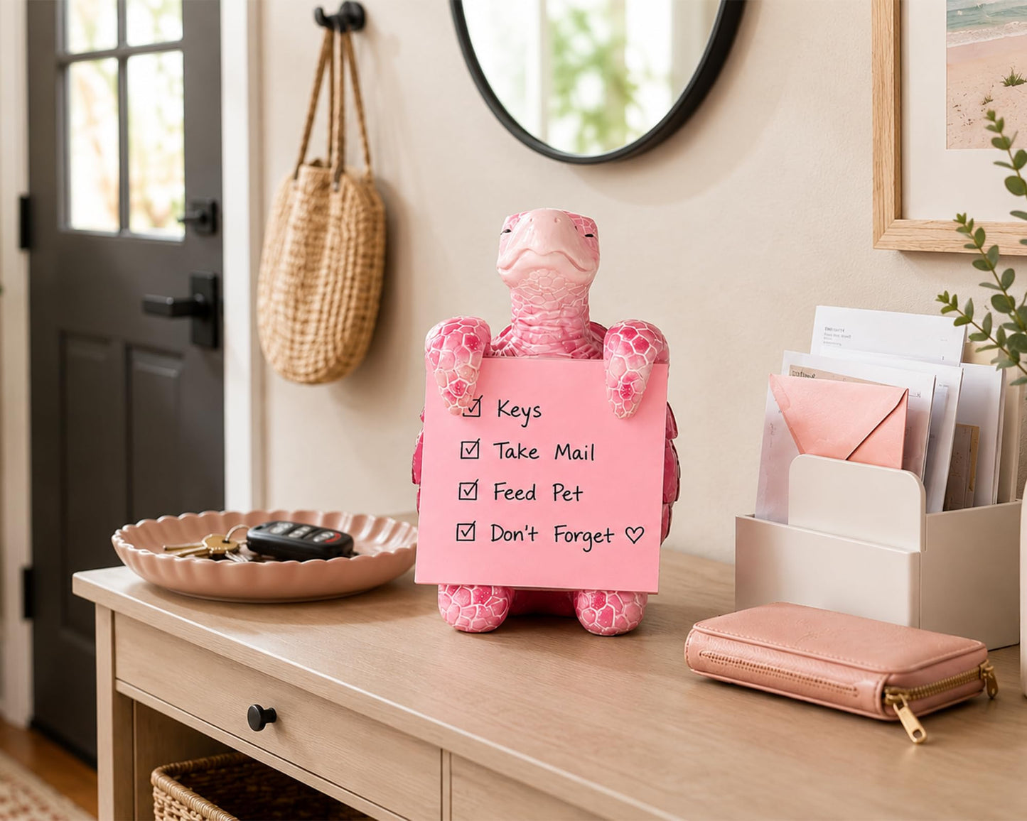 HORTIX Sea Turtle Pop-Up Sticky Note Dispenser for 3 x 3 in Notes, Pink