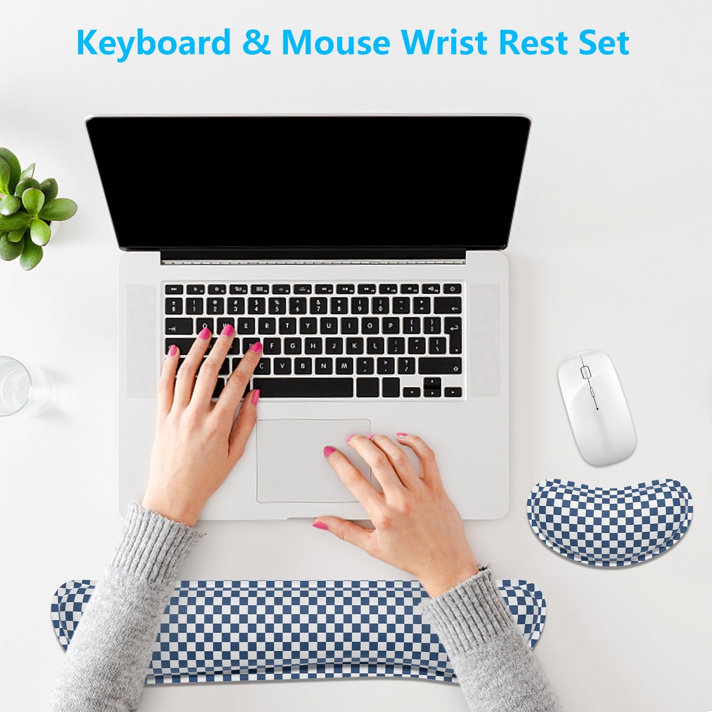 Dapesuom Enlarge Keyboard Wrist Rest, Memory Foam Wrist Cushion for Support, Cute Typing Pain