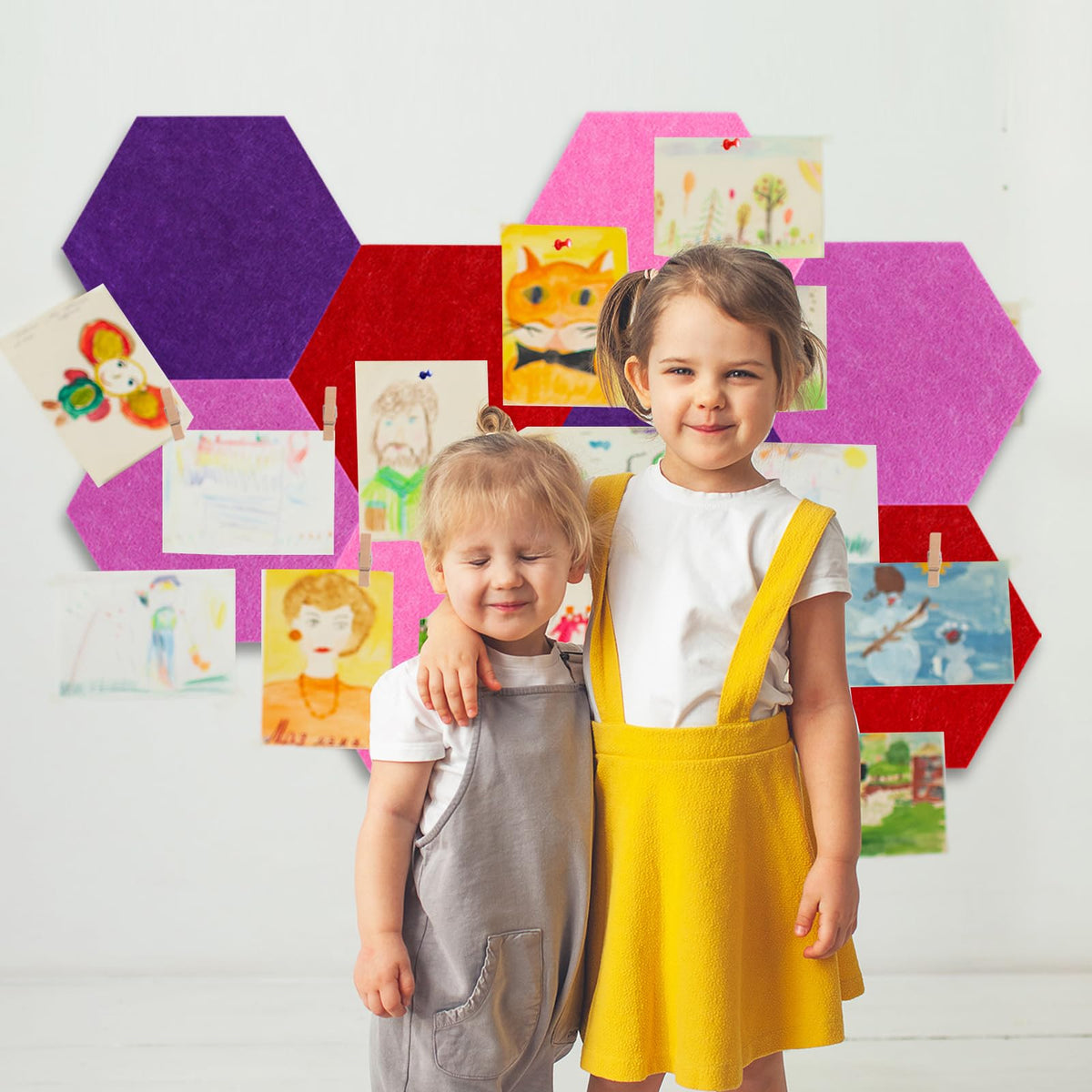 Vuzvuv 8Pcs Cork Bulletin Board for Wall Office-Hexagon Purple
