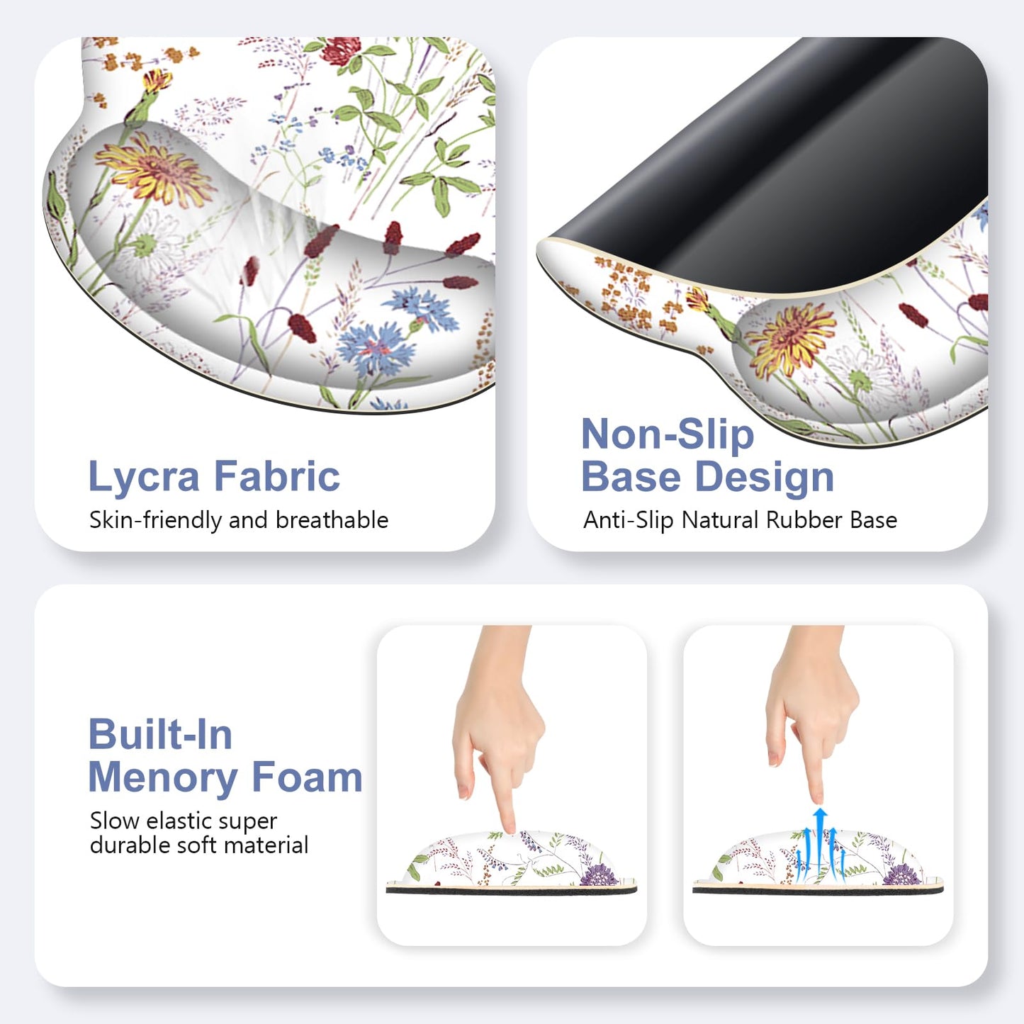 NXZGO Floral Desk Mat, 4in1 Large Mouse Pad with Wrist Rest, Cute Desk Mat, Anti-Slip XXL Computer
