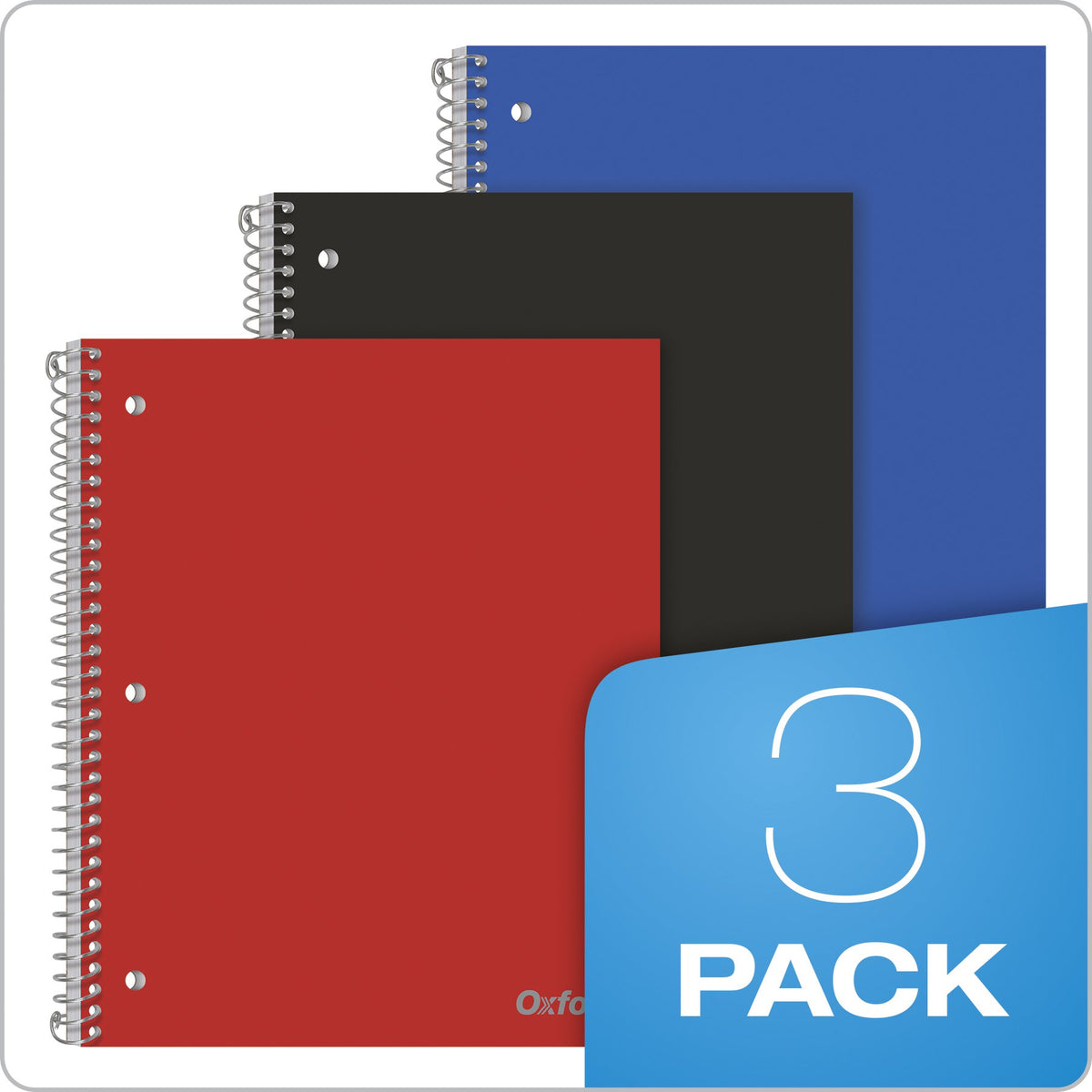 Oxford Spiral Notebooks, 1 Subject, College Ruled Paper, Durable Plastic Cover, 100 Sheets, Durable