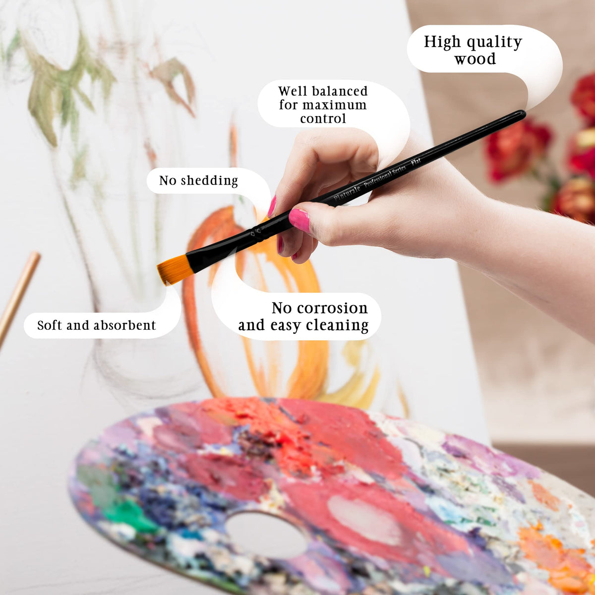 Pinturale Arts Set of 12 Acrylic Paint Brushes Professional | Acrylic & Oil Masters | Oil Painting