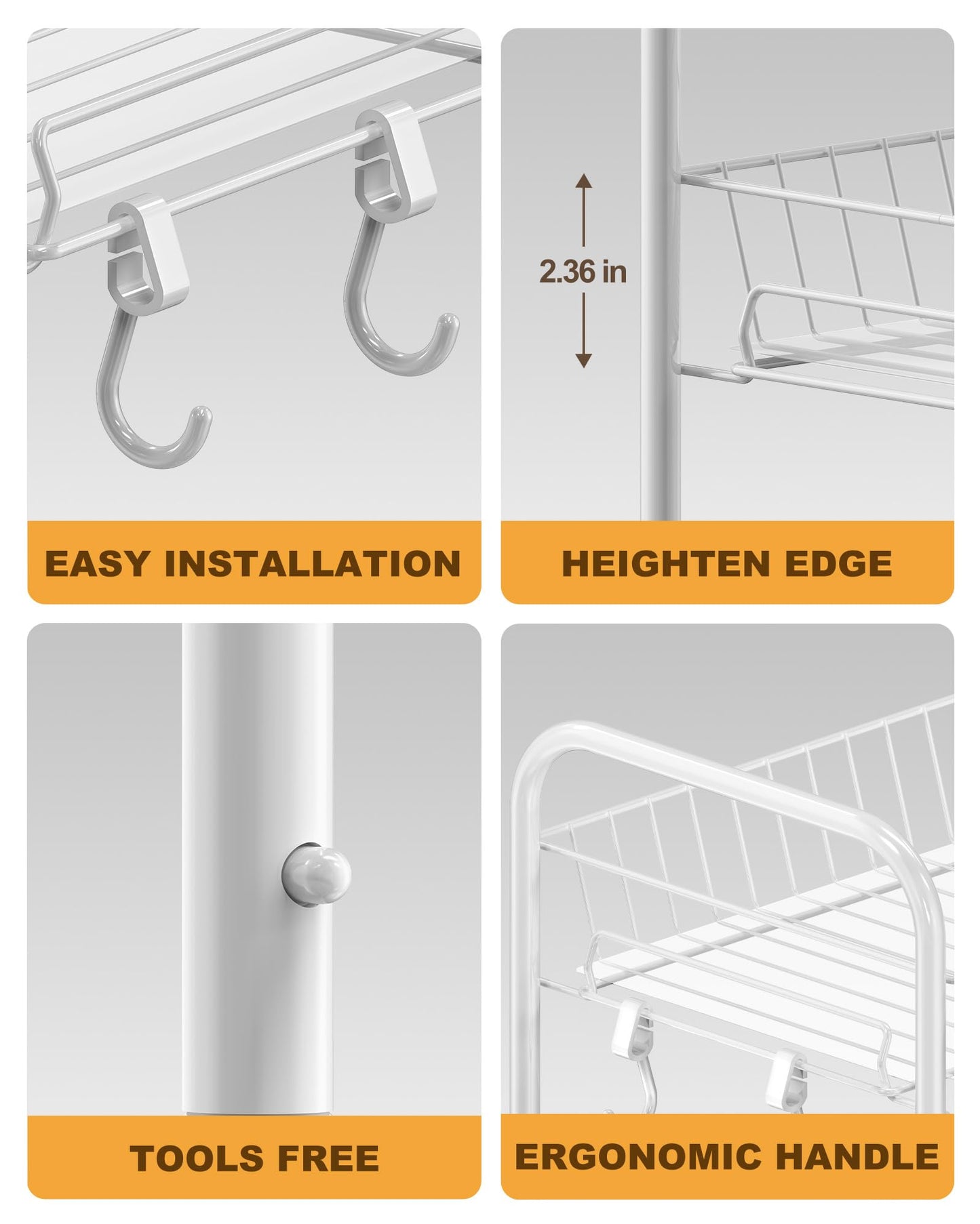 Mythinglogic 4-Tier Rolling Utility Cart with Removable Wire Baskets
