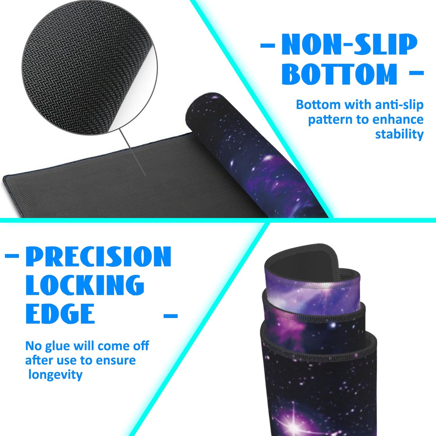 Desk Mat, Galaxy Nebula Universe Space Extended Gaming Mouse Pad Large, Big Mouse Pad with Non-Slip