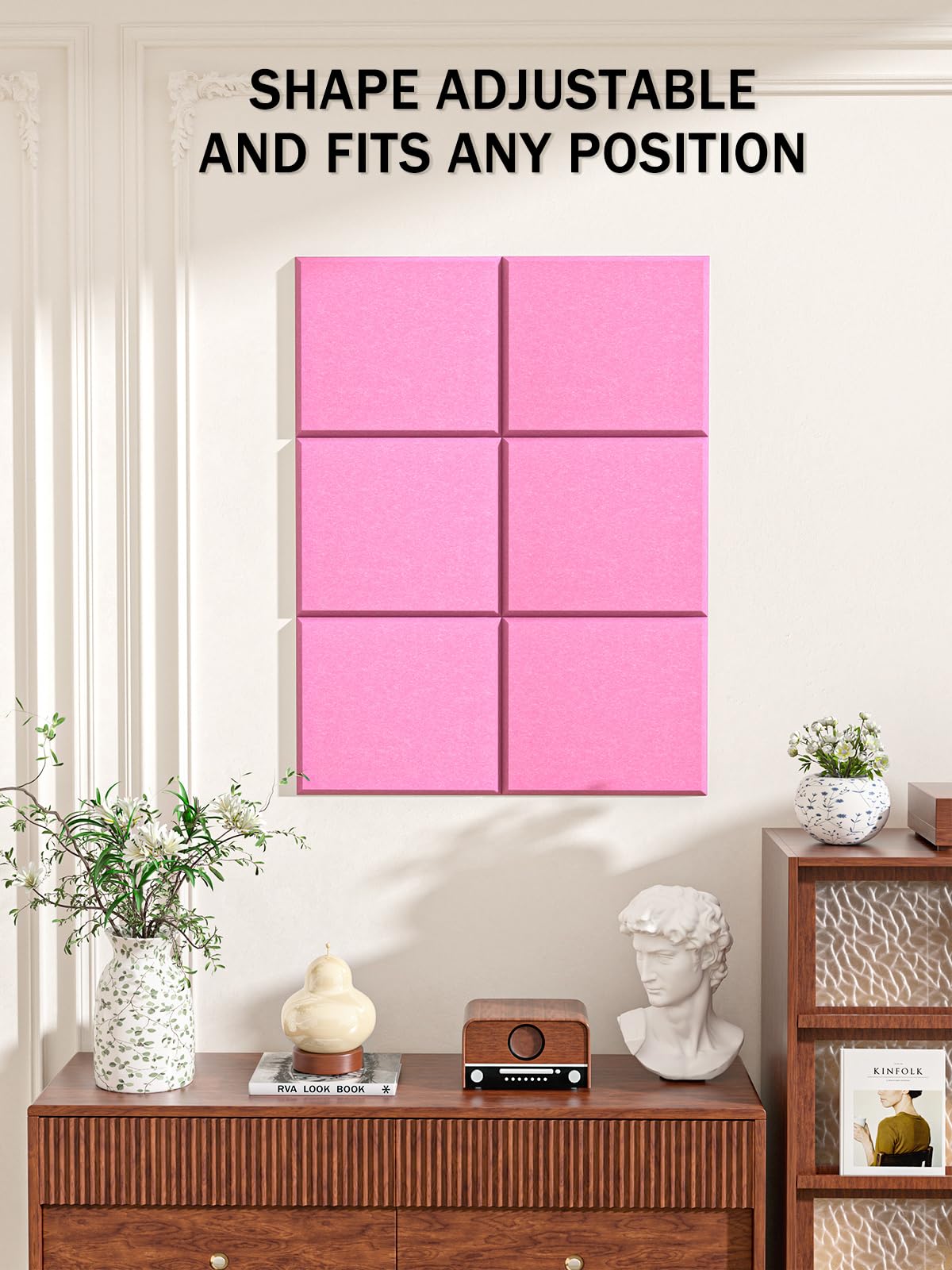 Hsurbtra Cork Board for Wall 24 x 18 Inch, 6 Pack Felt Bulletin Notice Board with Pushpins for