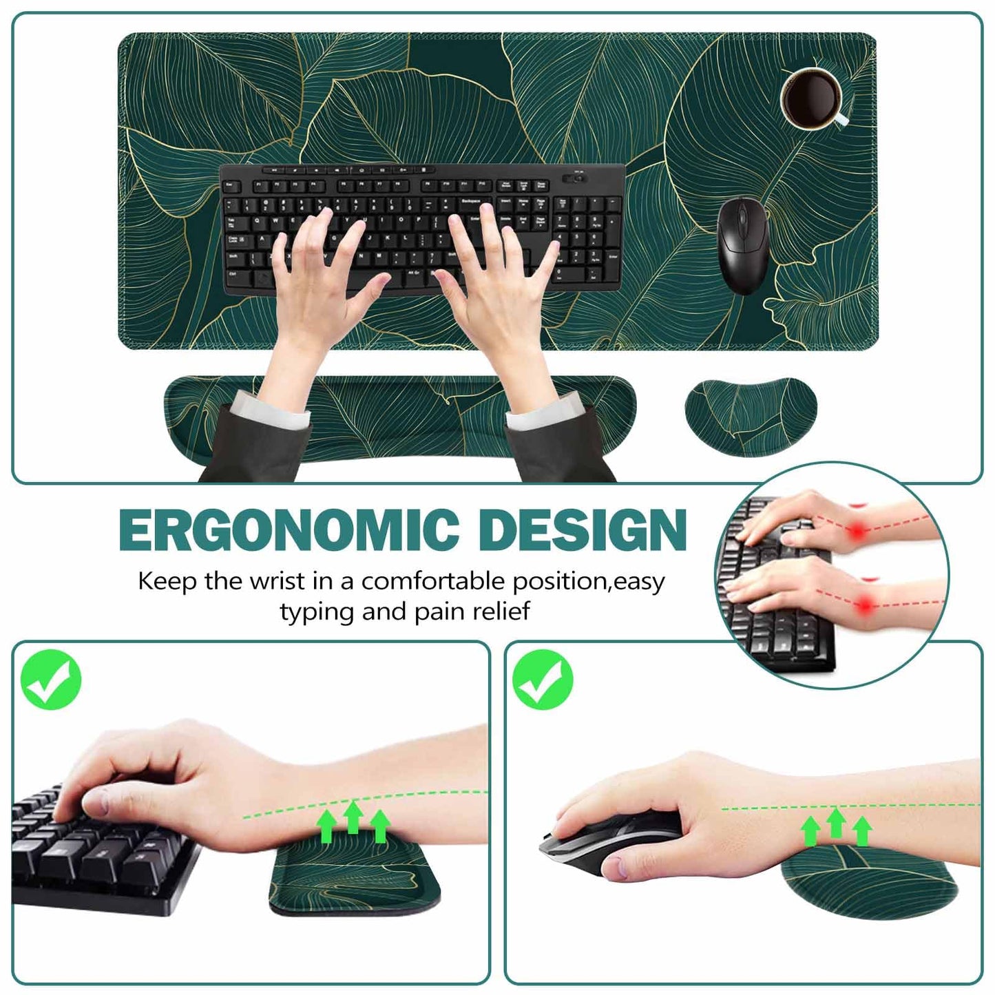 ToLuLu Extended Gaming Mouse Pad, Ergonomic Keyboard Mouse Wrist Rest Set