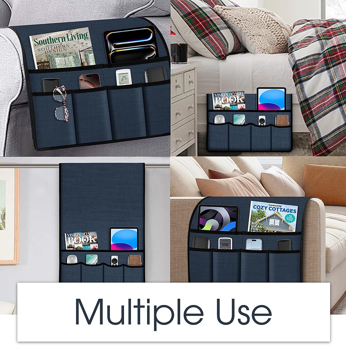 Joywell Remote Control Holder Armchair Caddy Armrest Organizer Vintage Blue