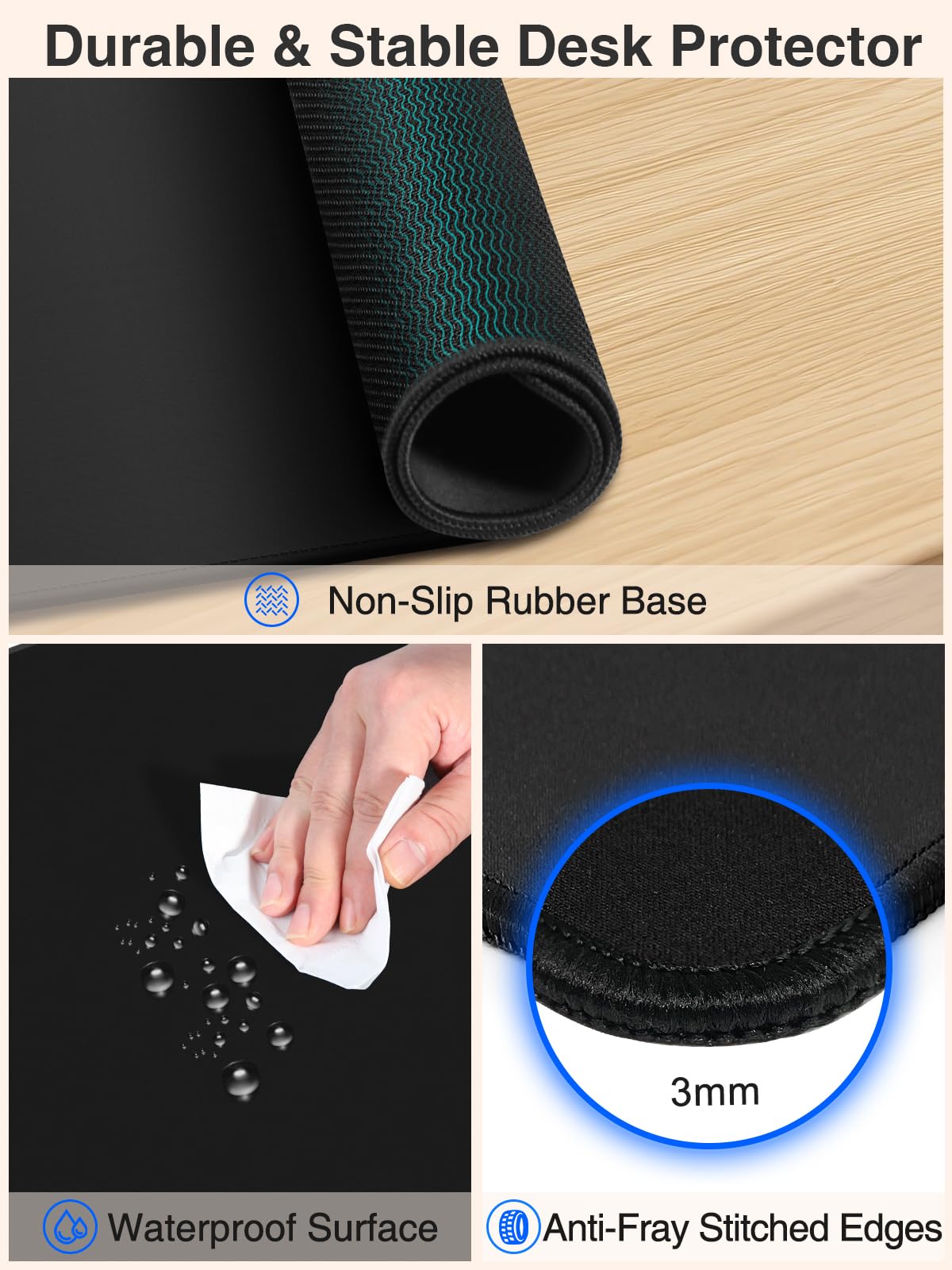 Wireless Charging Mouse Pad, 31.5"x15.8" Large Desk Mat, Smooth Glide